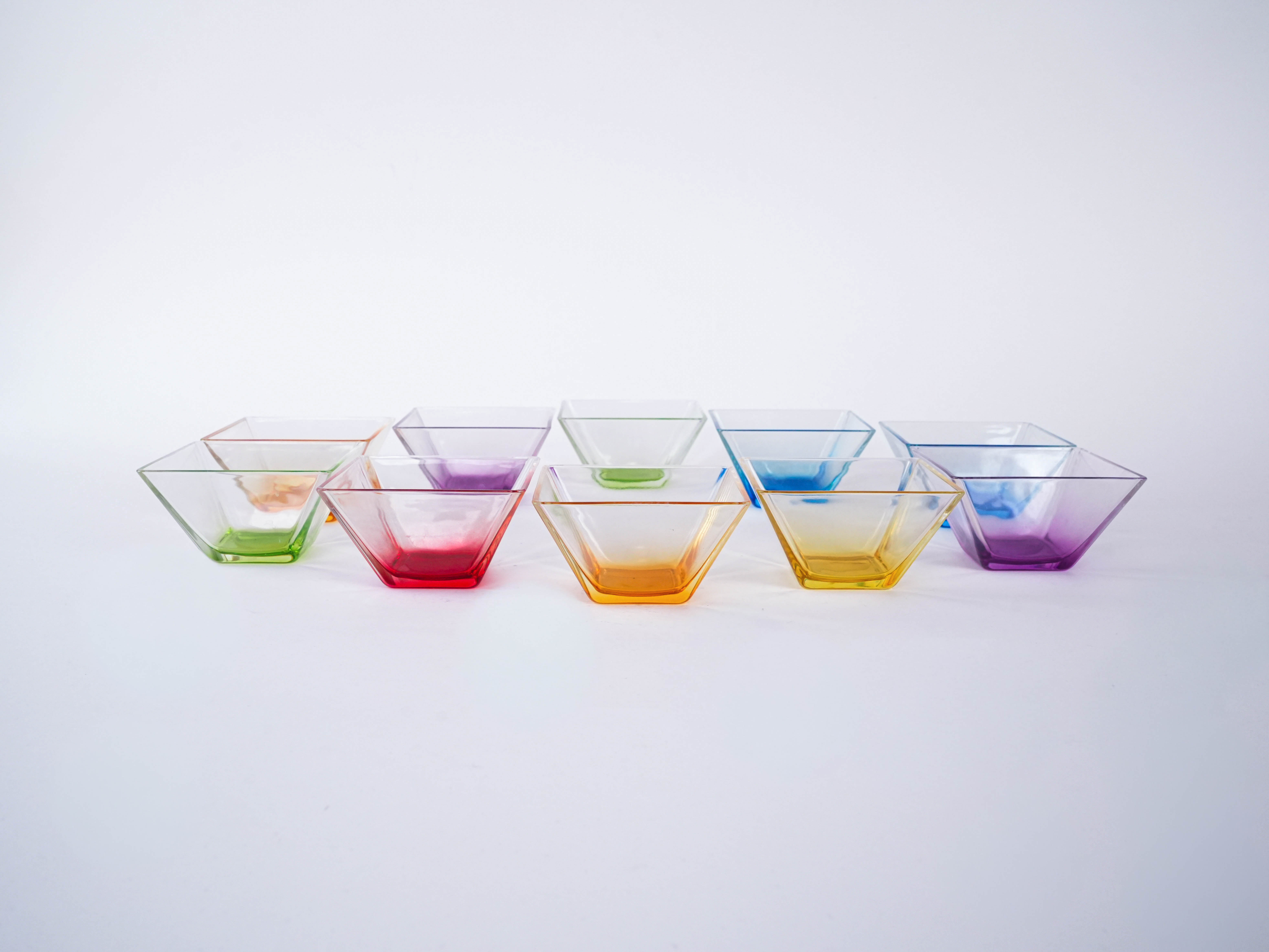 Glass bowl set  Multicolor  1980s