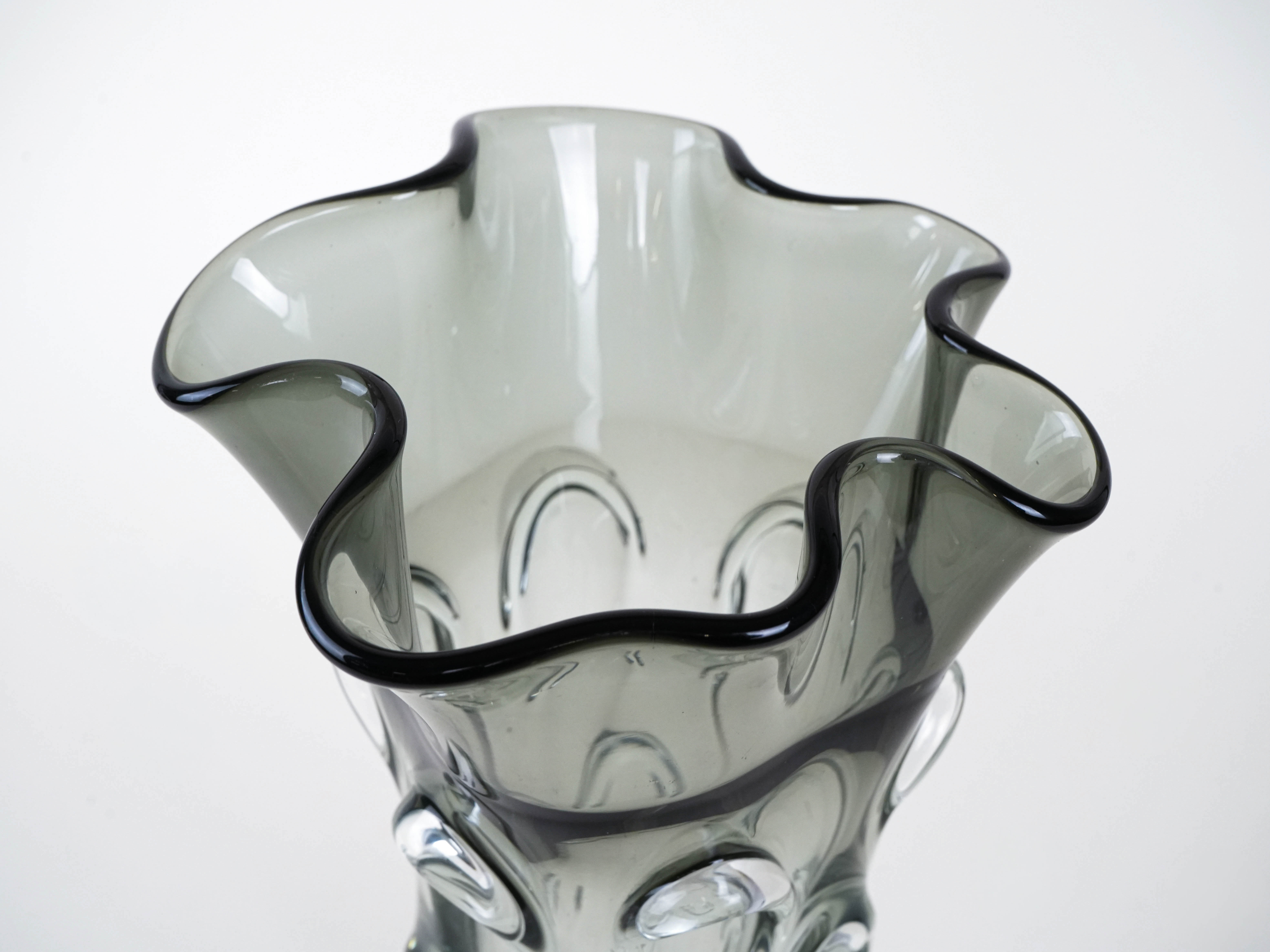 Vase Muranoglas Grau 1960er Jahre