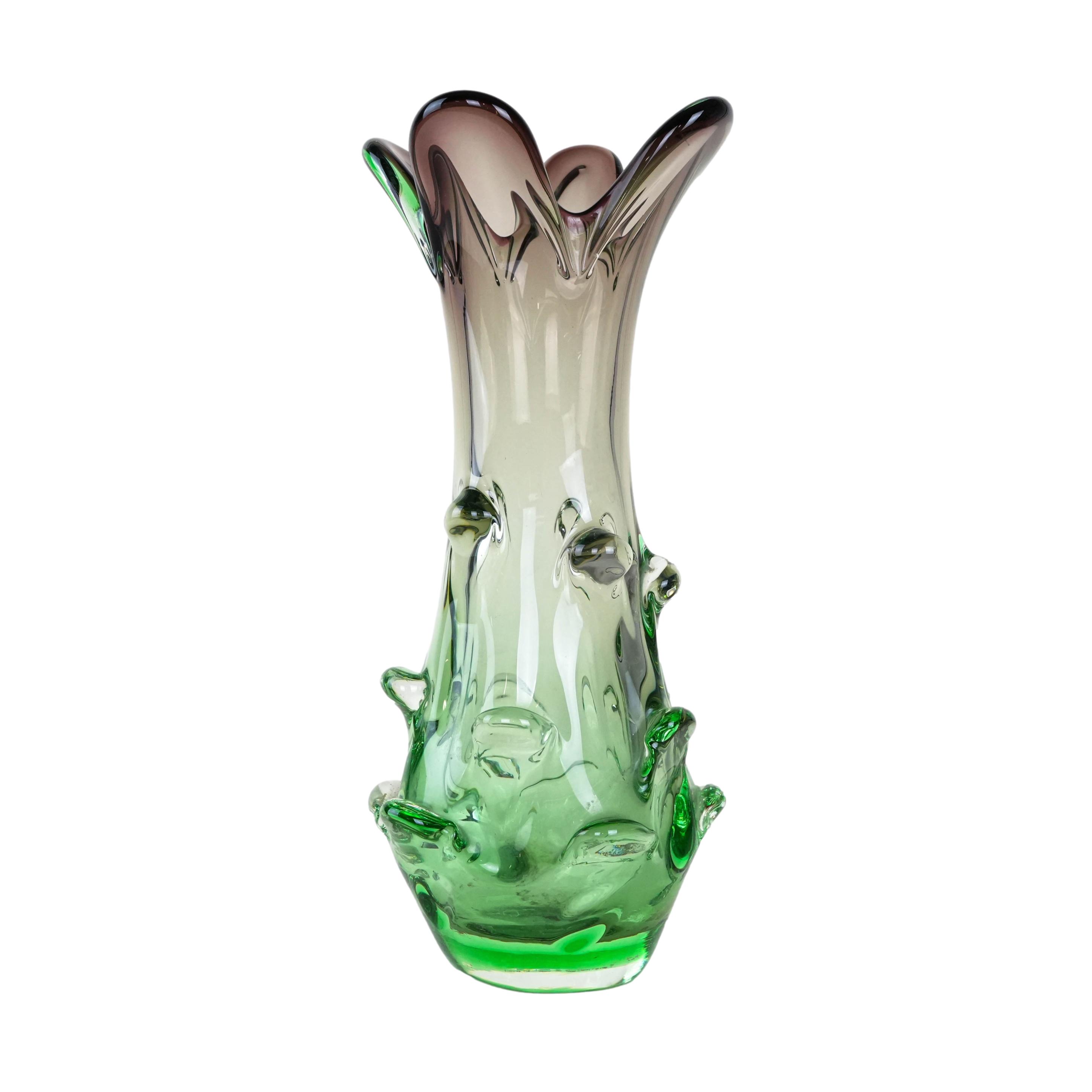 Vaso in vetro di Murano verde anni '60