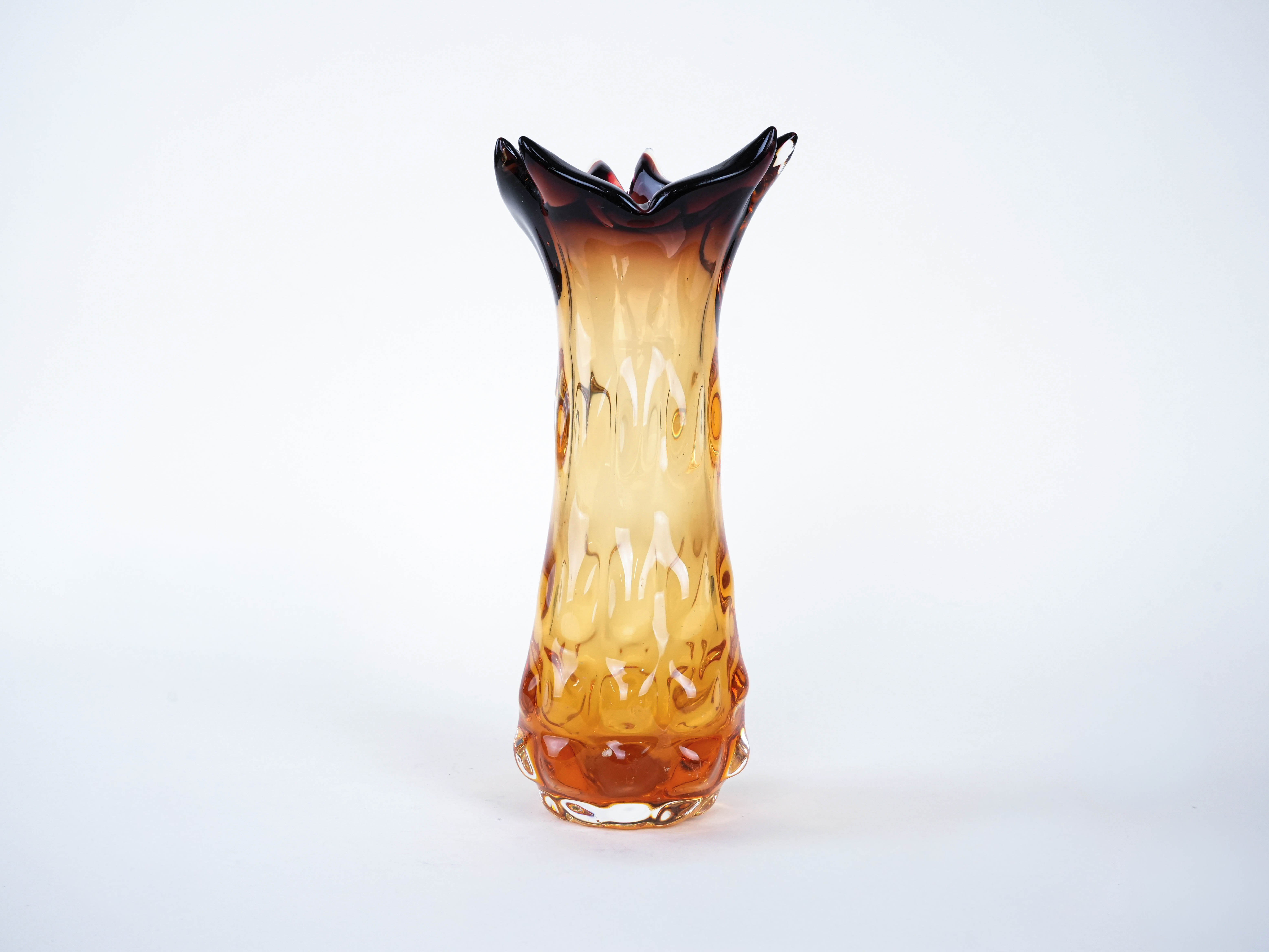 Glasvase Muranoglas Transparent 1960er Jahre