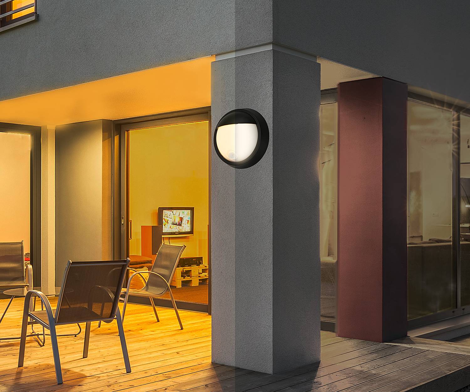 LED wall light 1-light aluminum black