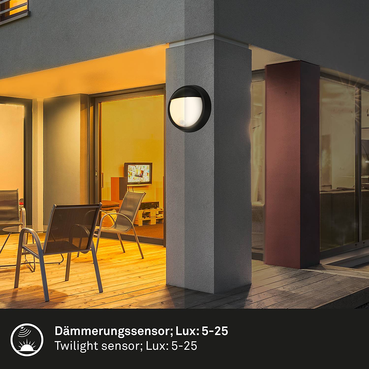 LED wall light 1-light aluminum black