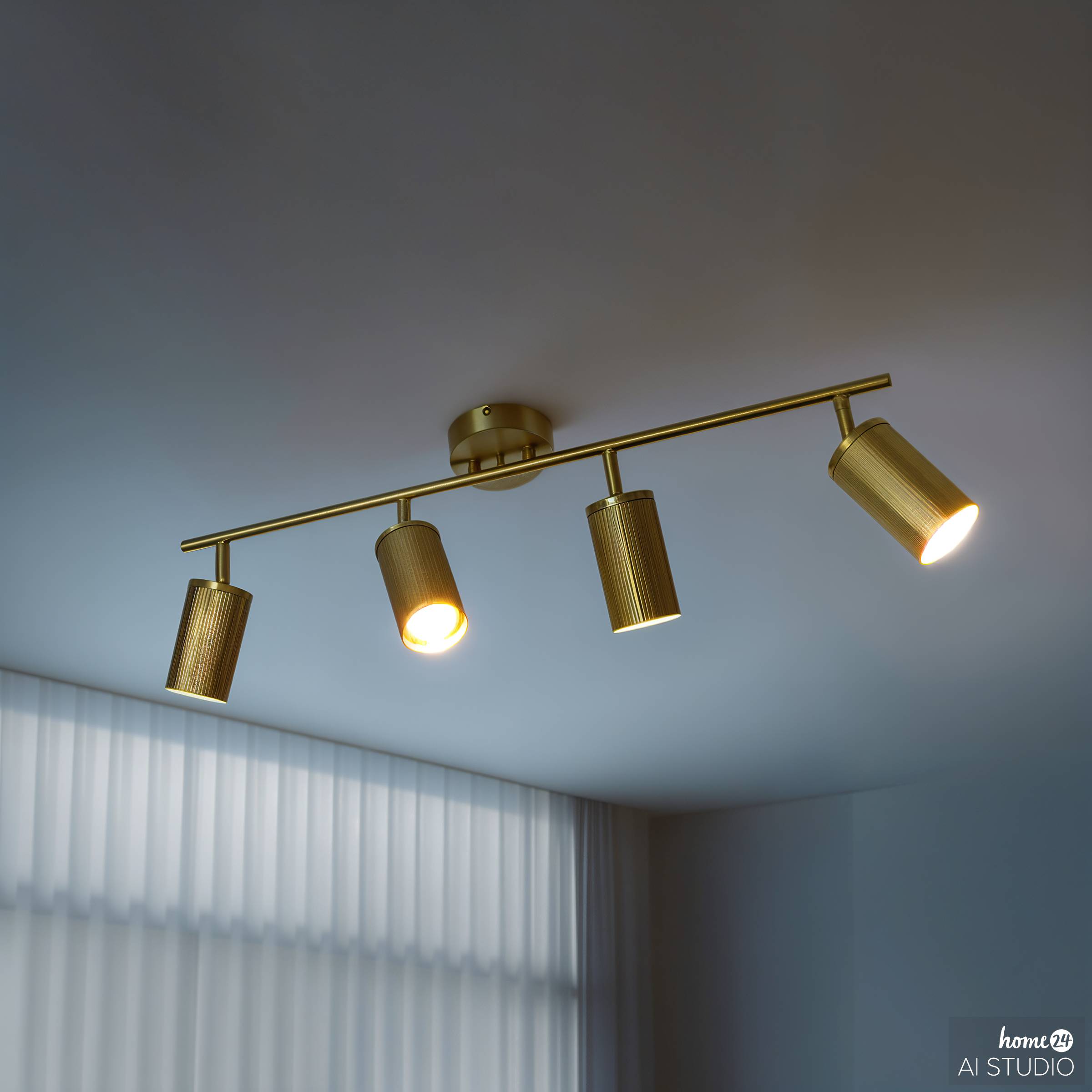 4-burner Ceiling light Iron Brass