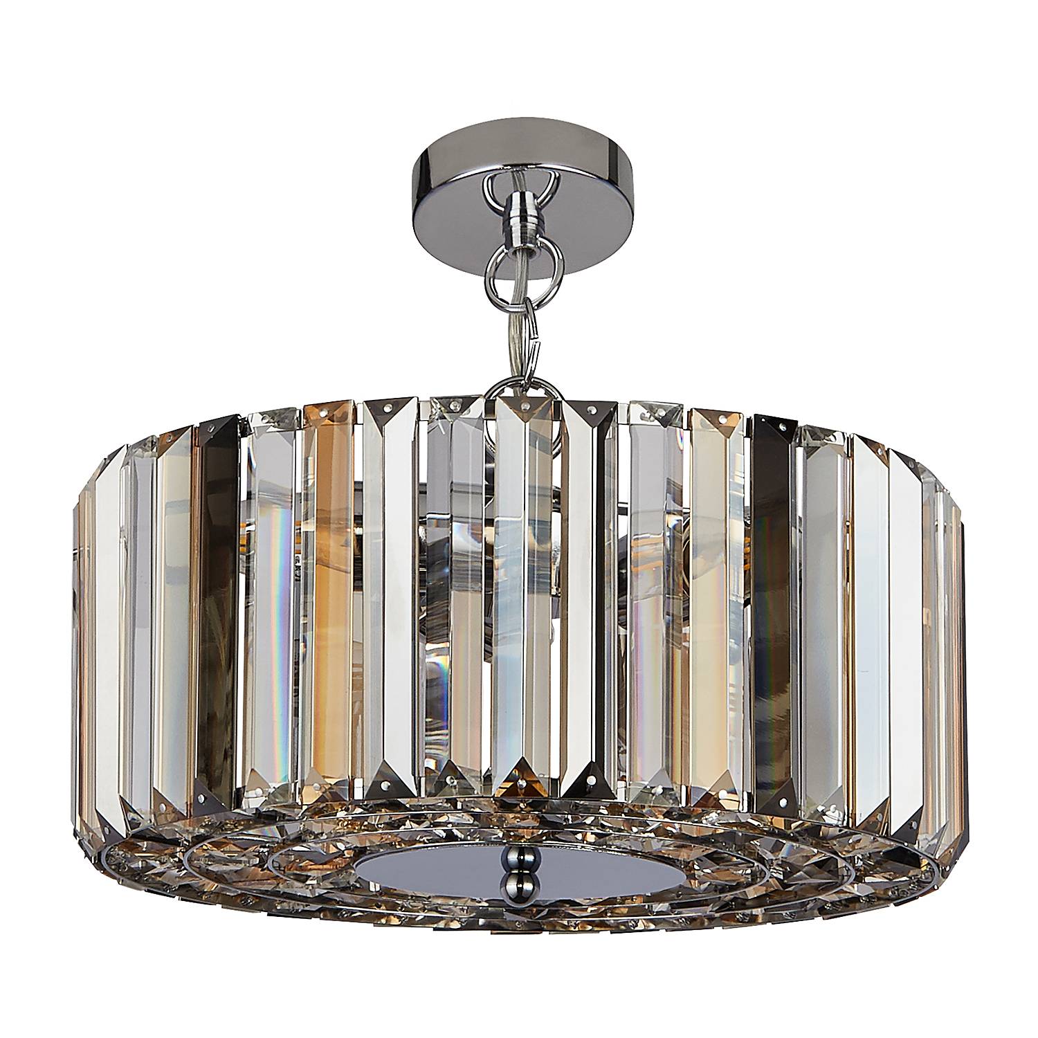 Pendelleuchte Chapeau Stahl Silber Bernstein Transparent