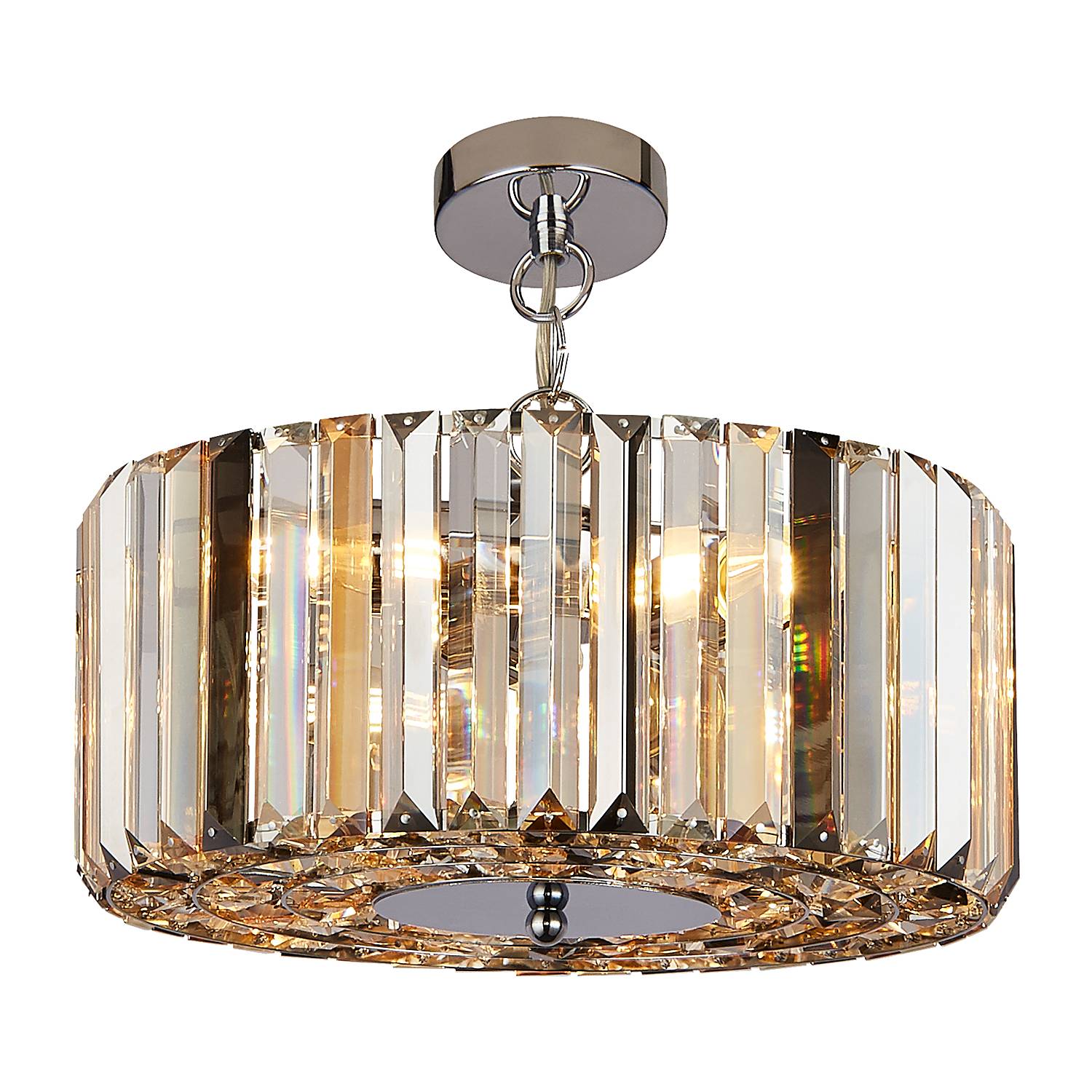 Pendelleuchte Chapeau Stahl Silber Bernstein Transparent