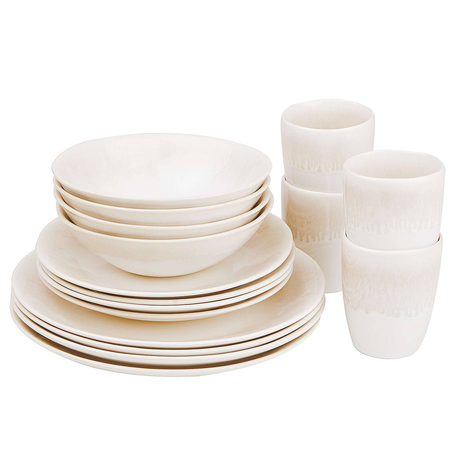 ATLANTIS Dinnerware Set 16-piece Stoneware Beige