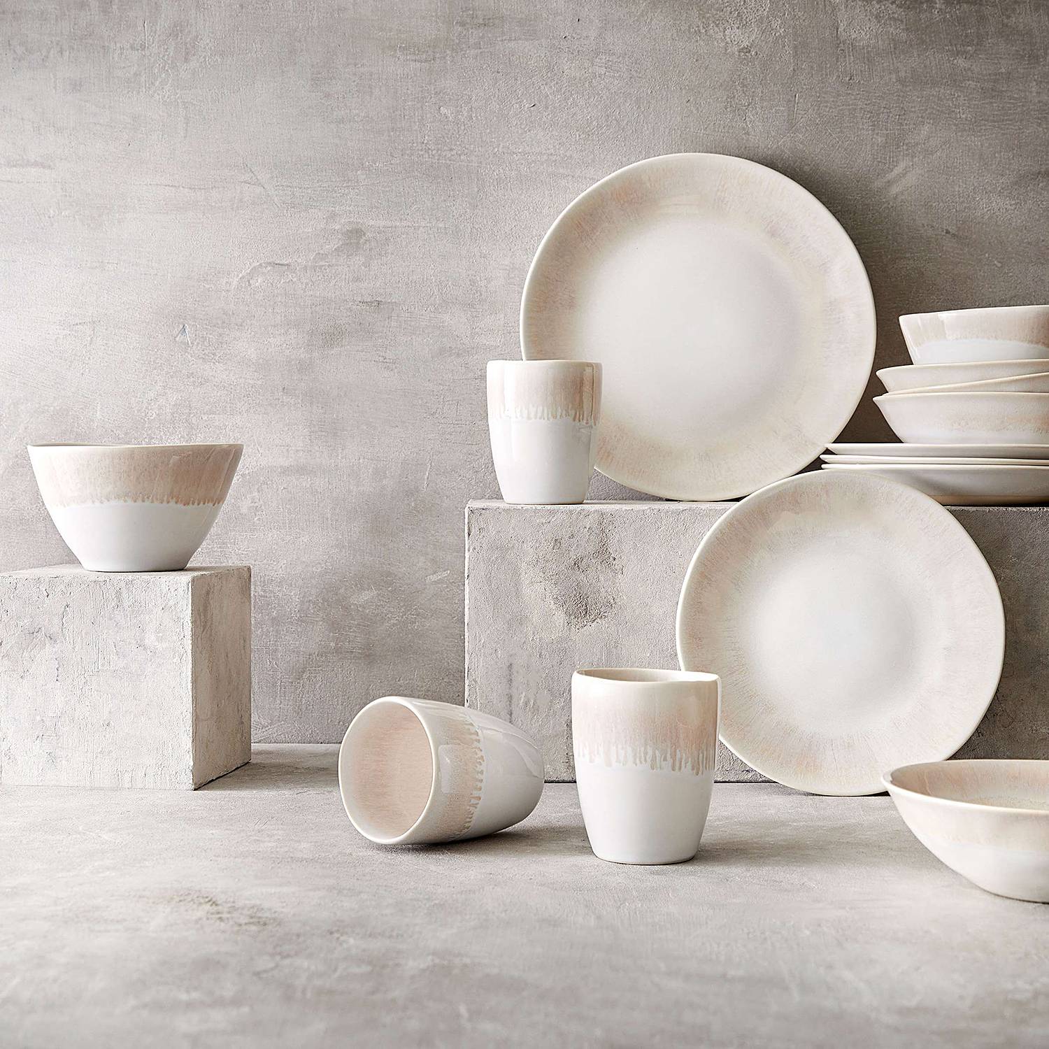 ATLANTIS Dinnerware Set 16-piece Stoneware Beige