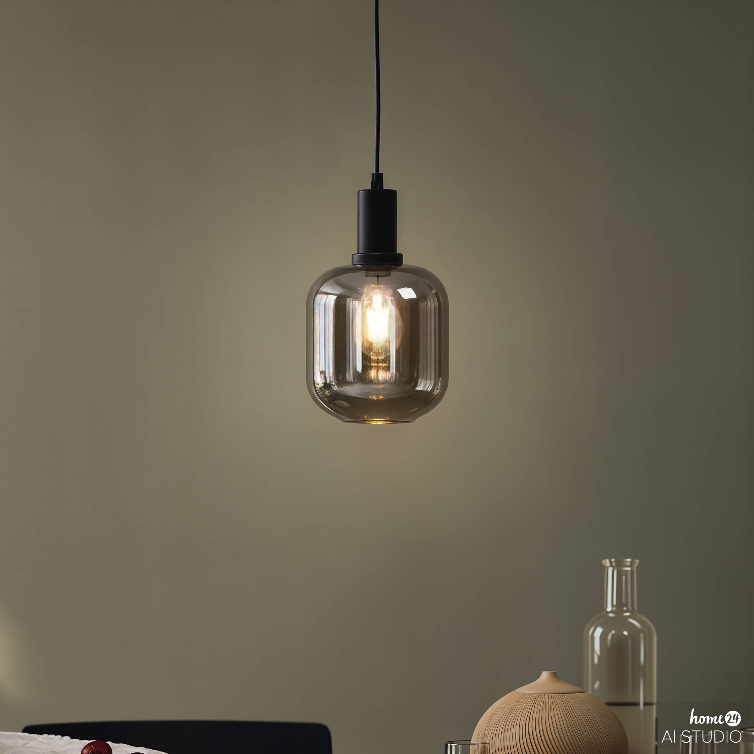 MOME Pendelleuchte 1-flammig Rauchglas Schwarz