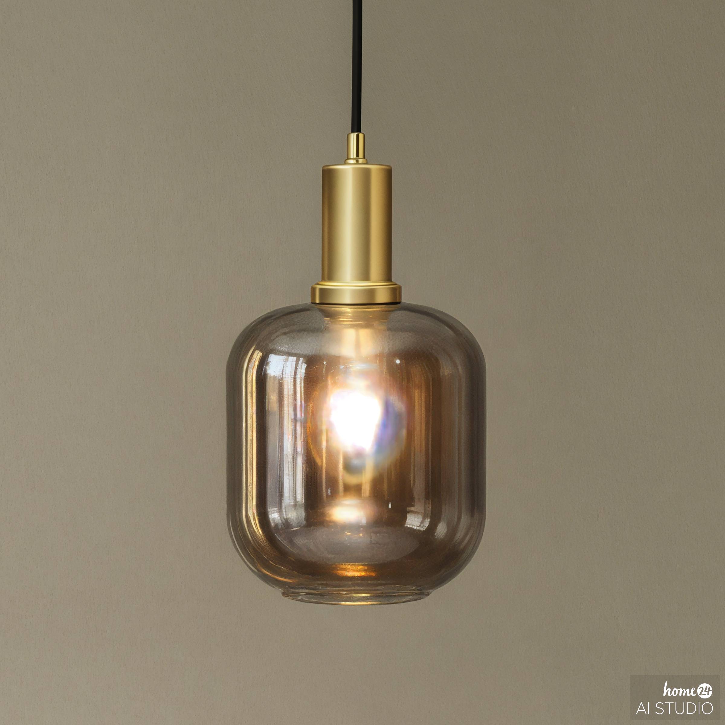 Home Pendelleuchte 1-Flammig Rauchglas Grau