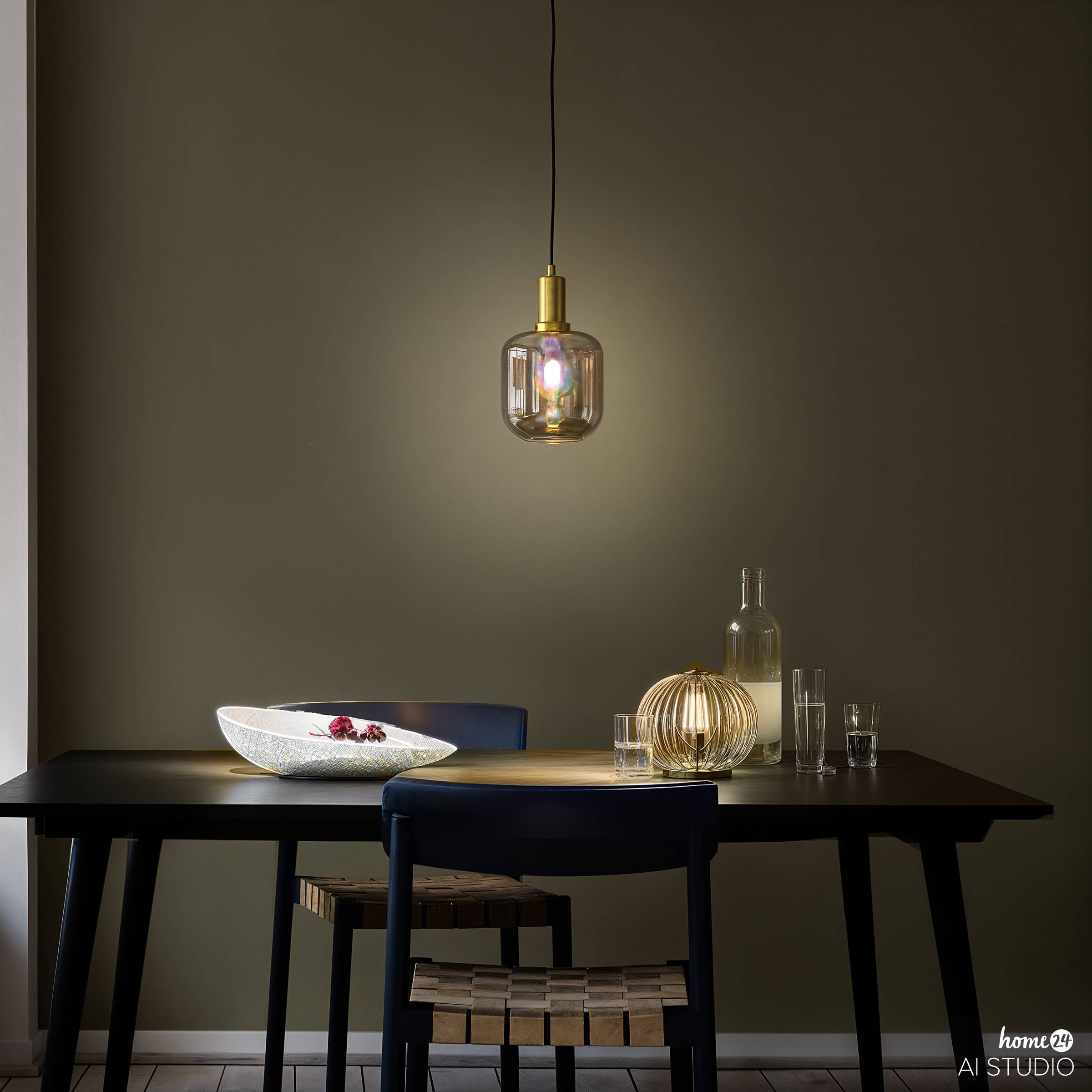 Home Pendant Light 1-Light Smoked Glass Grey