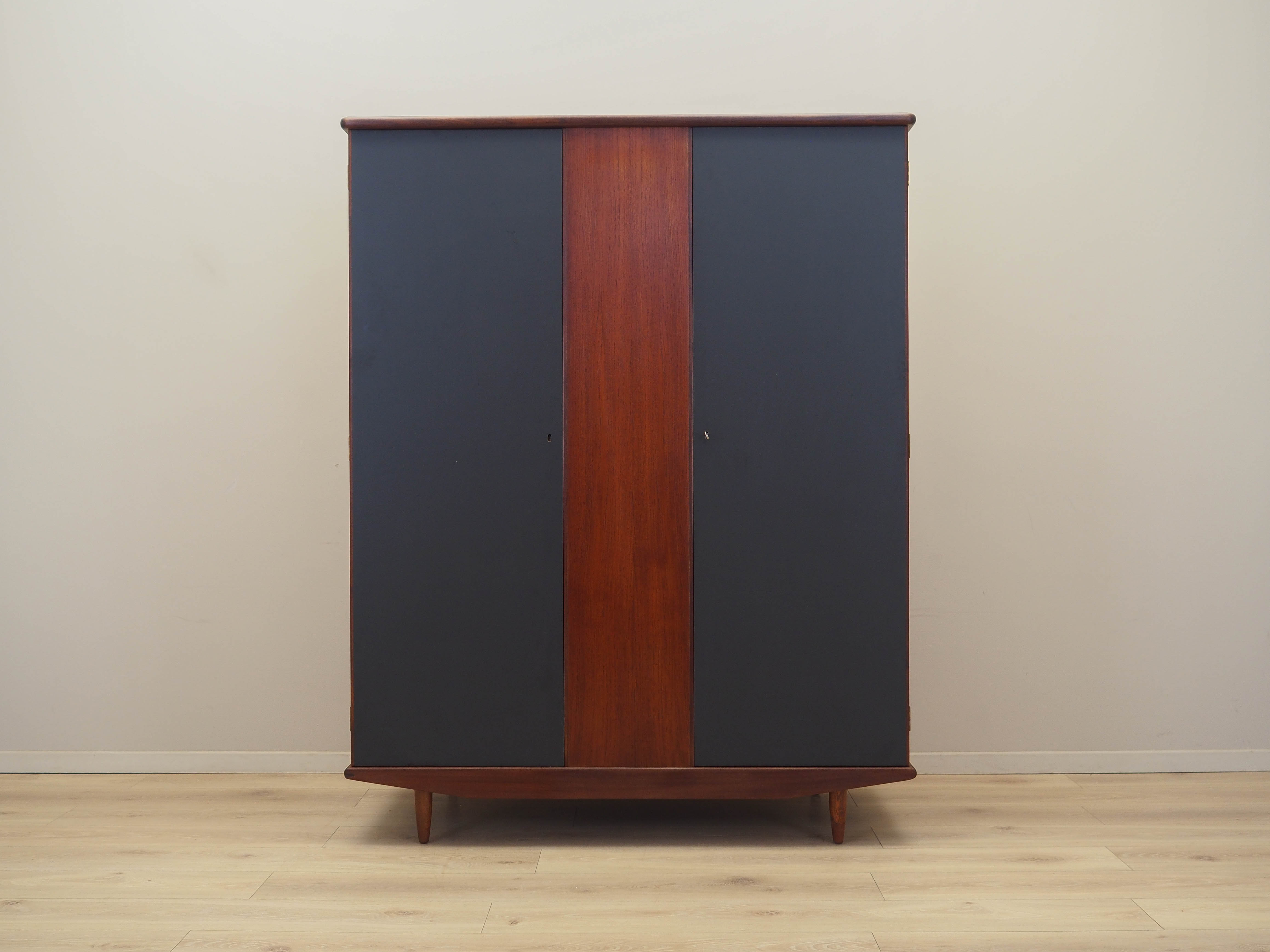 Teak Kleiderschrank 1960er Jahre Grau Braun