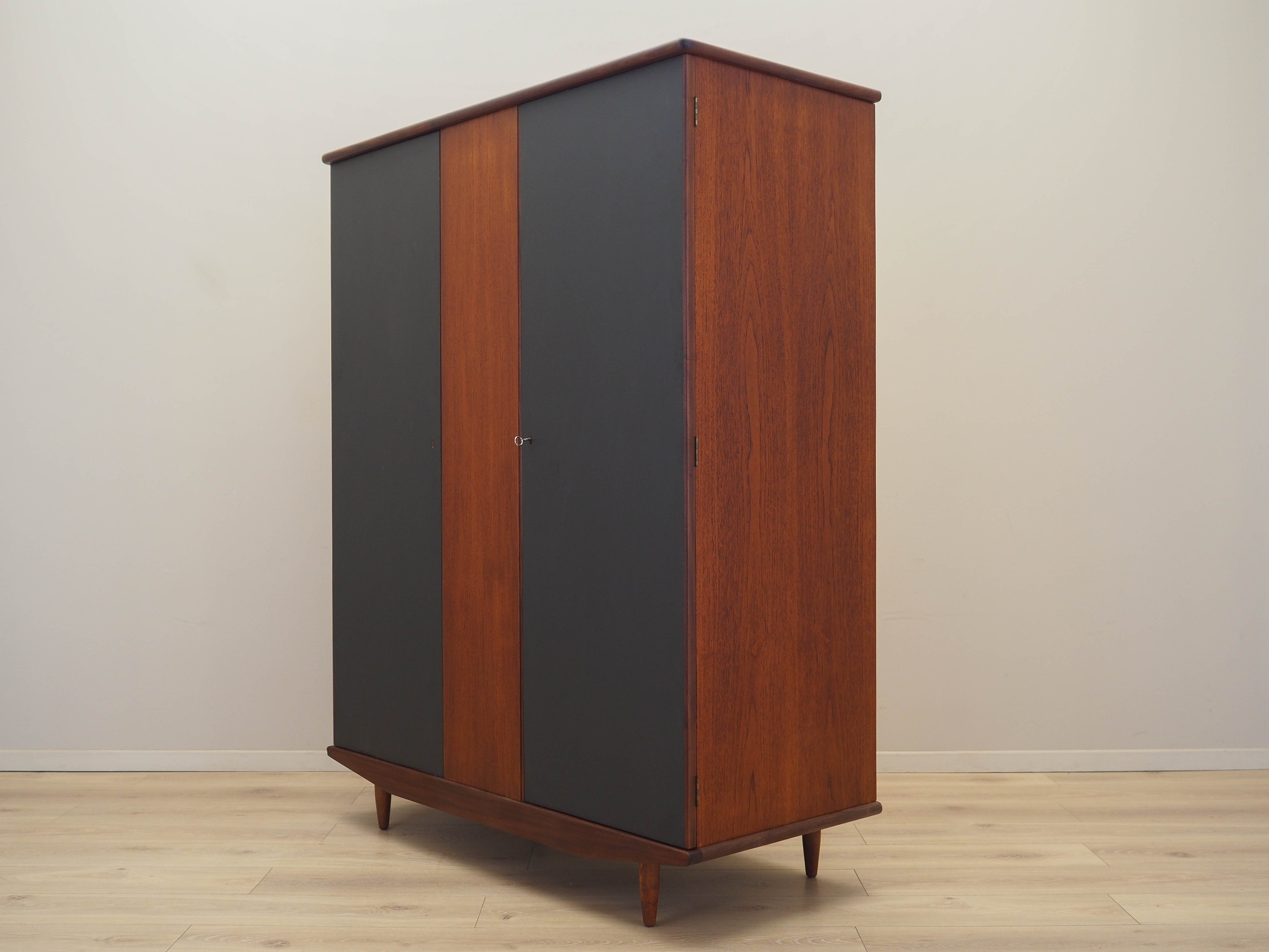 Teak Kleiderschrank 1960er Jahre Grau Braun
