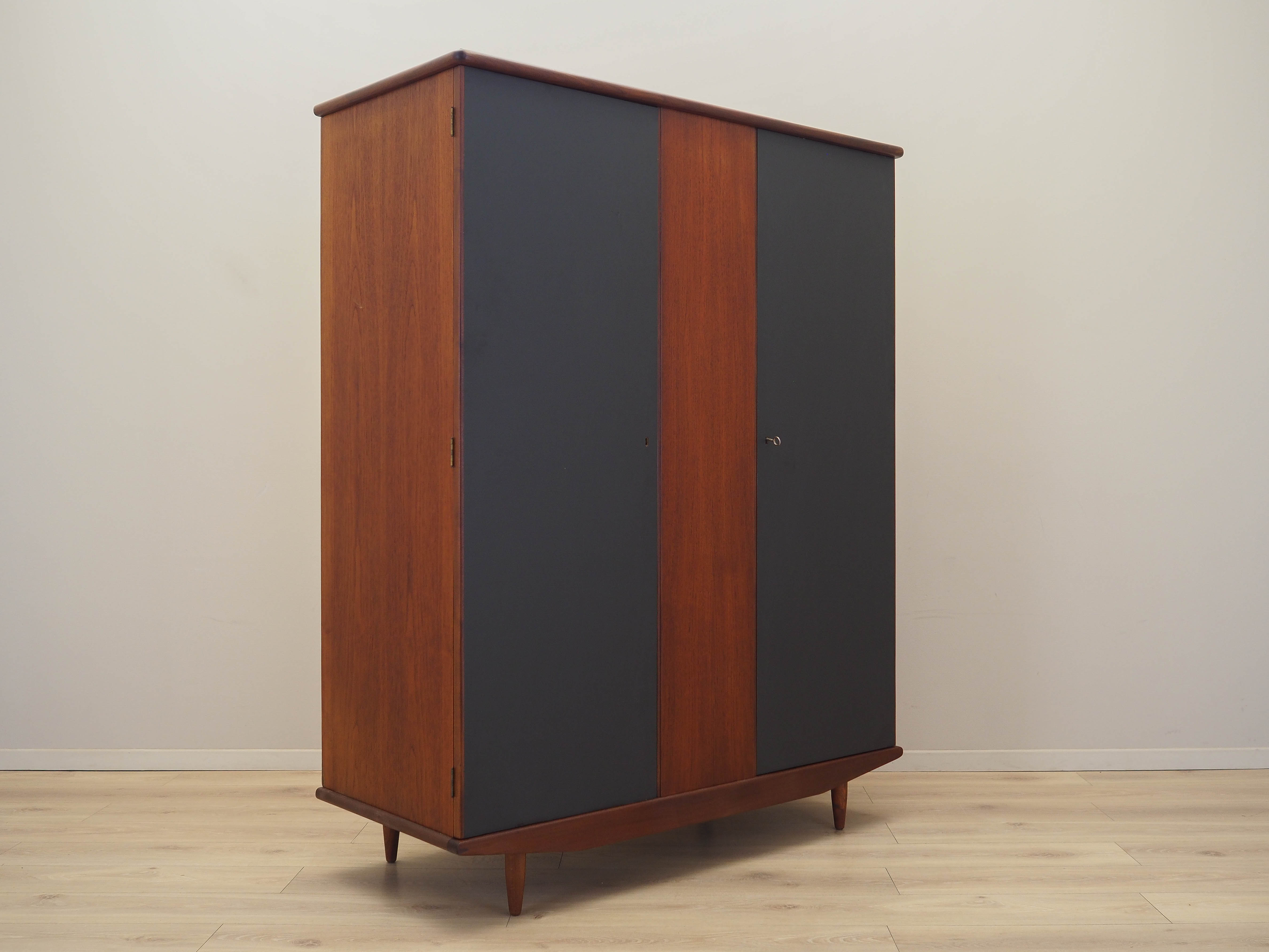 Teak Kleiderschrank 1960er Jahre Grau Braun