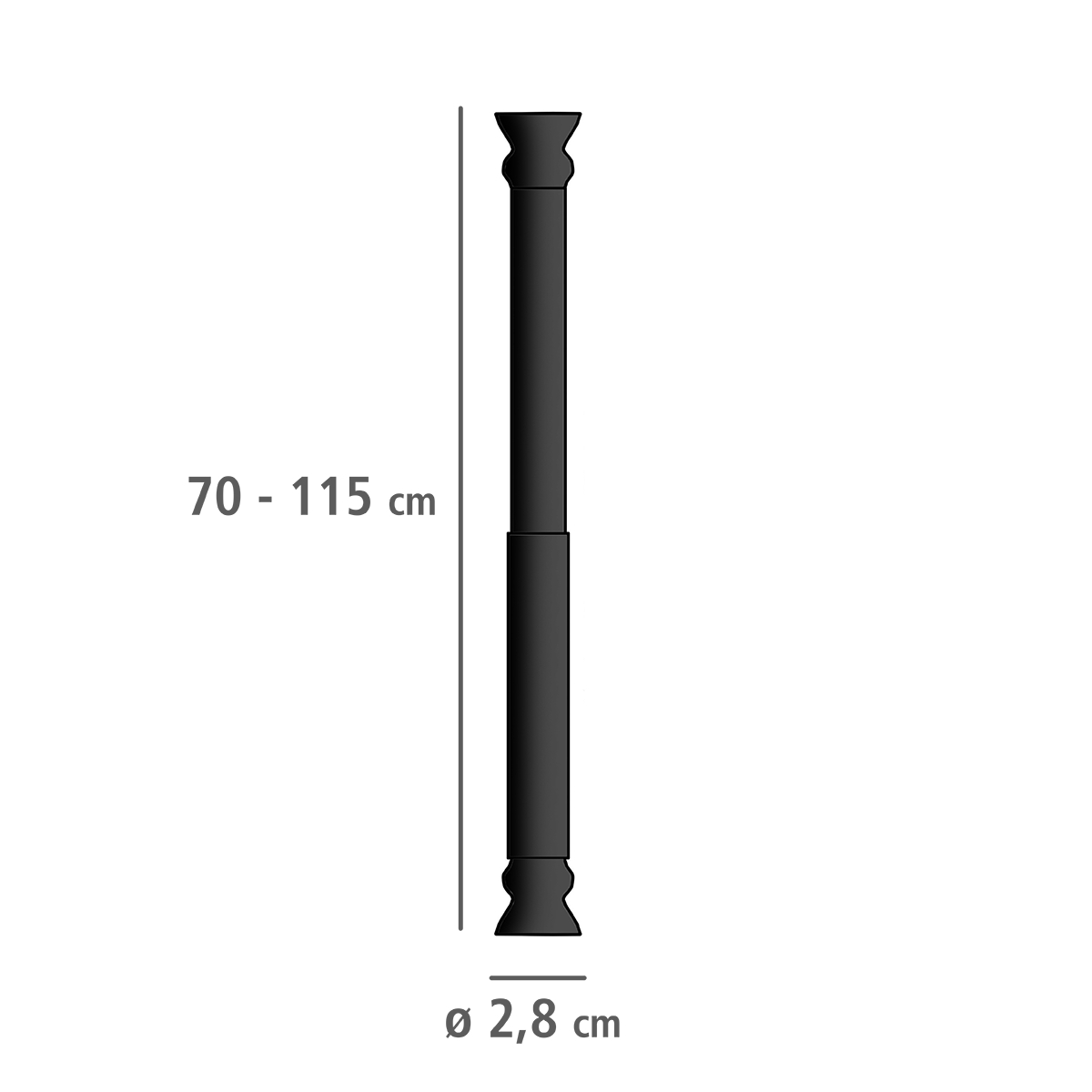 Touws Telescopic Shower Rod Aluminium Black