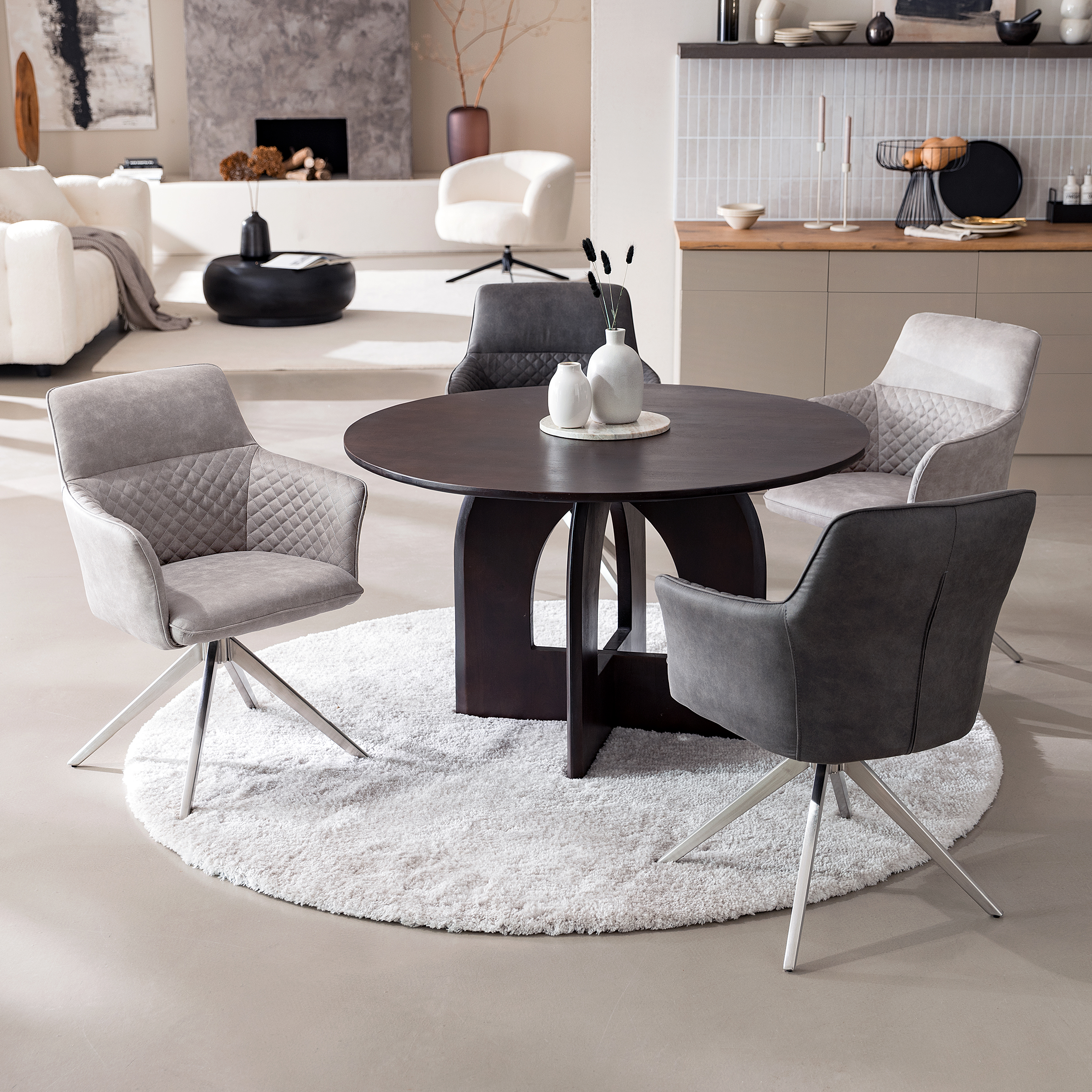 Yevoy Armchair Set of 2 Stainless Steel Gray Silver