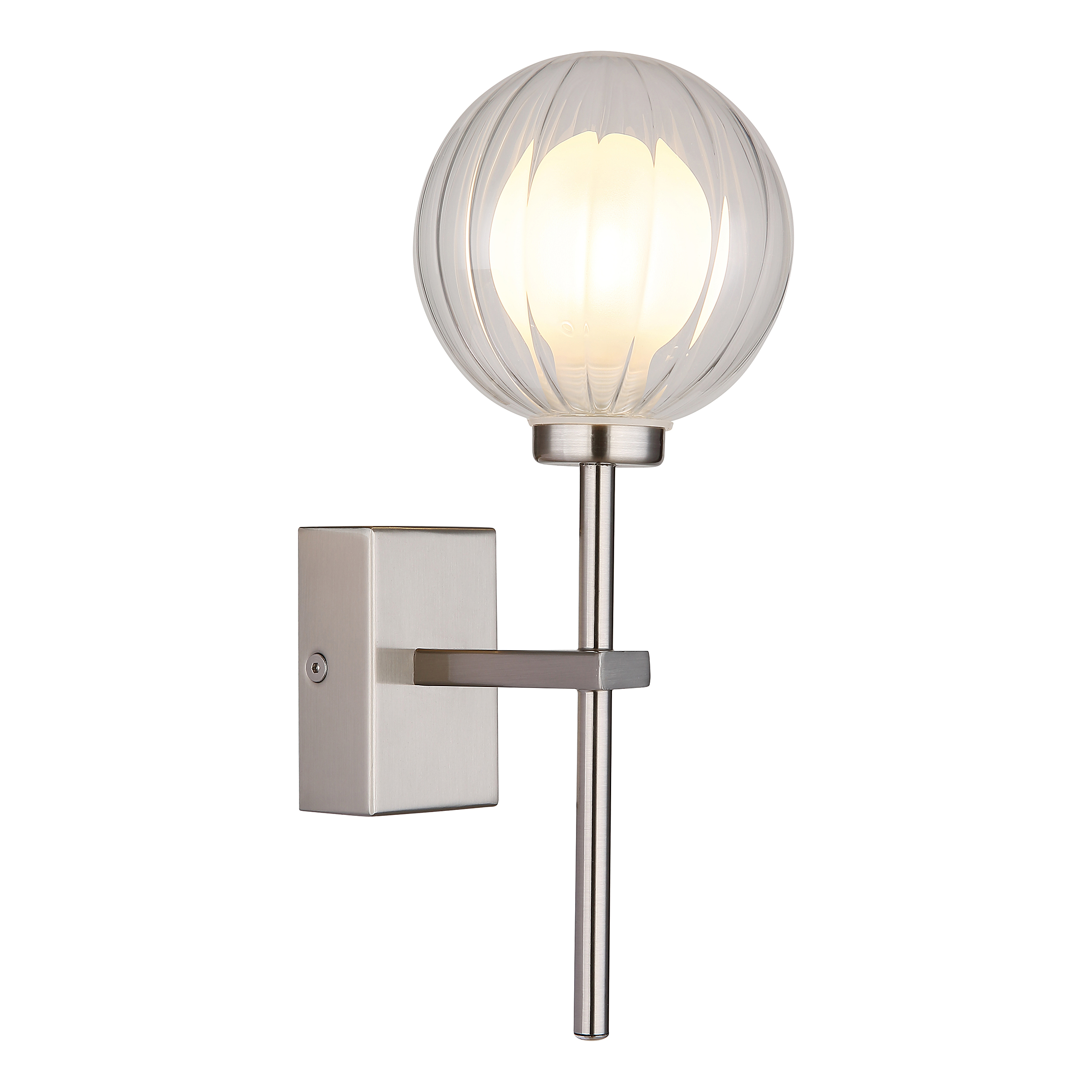 1-Light Brisbon Type B Wall Light Clear Glass Iron Silver