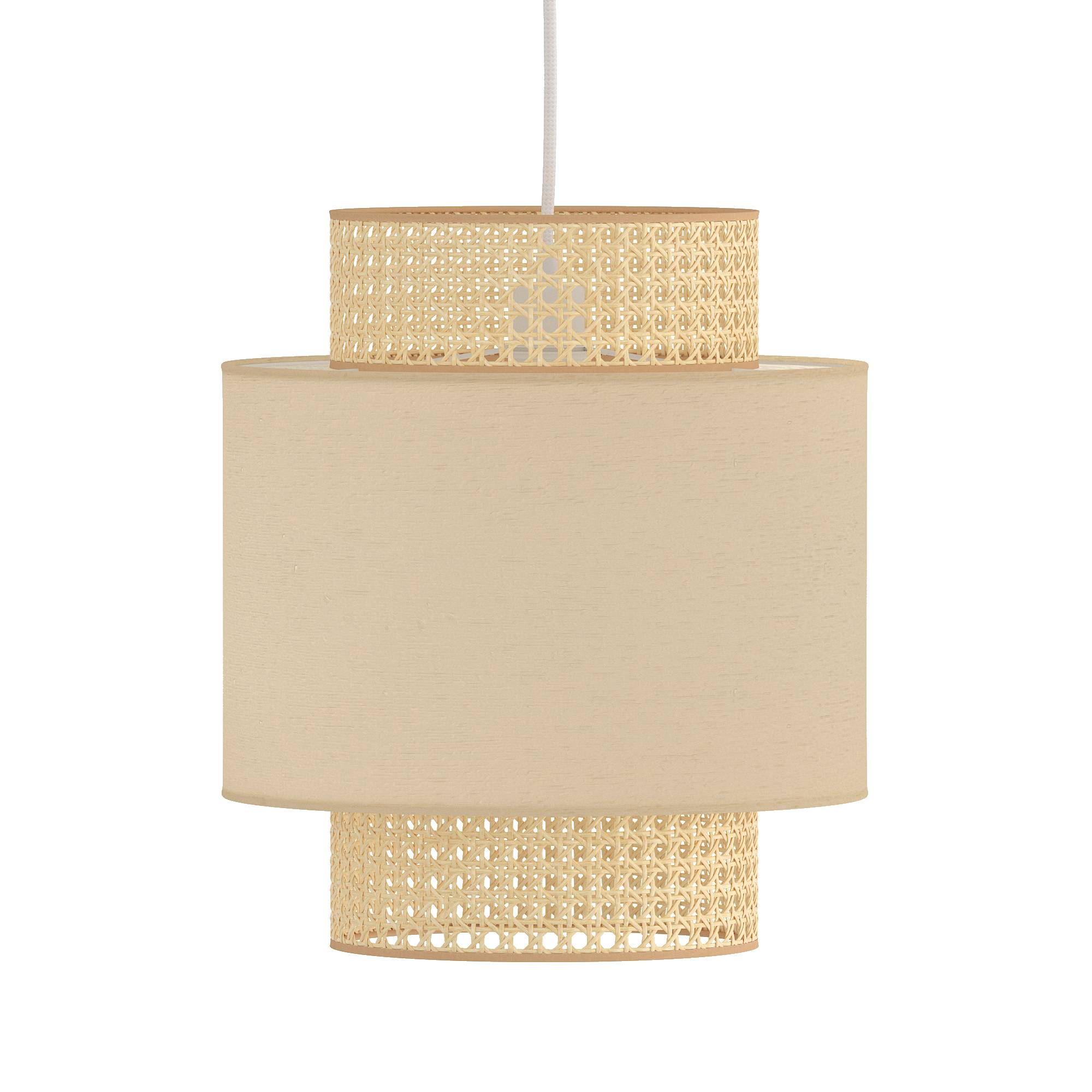 1-Flaming Raffia Pendant Lamp Linen Rattan