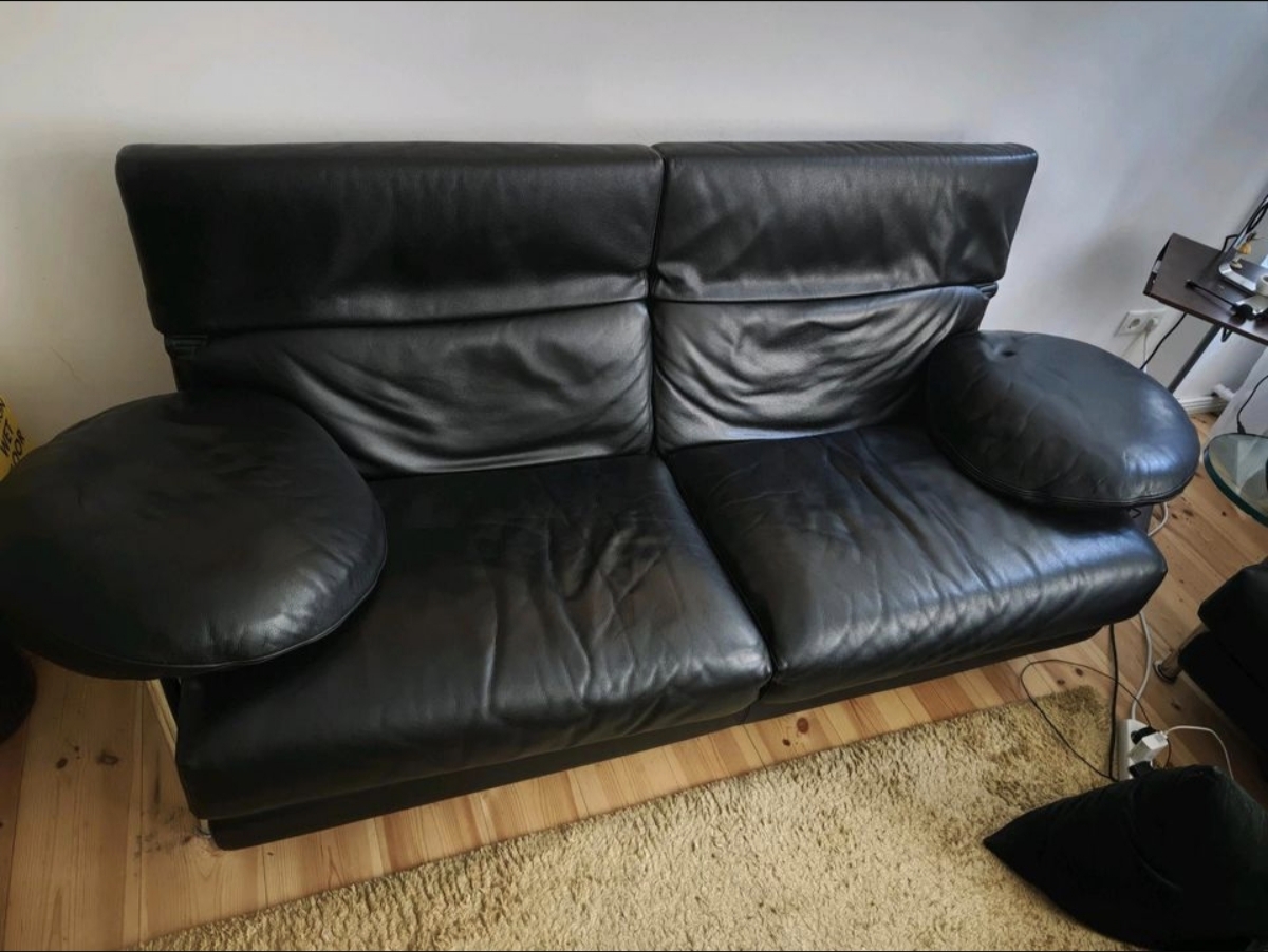 2x Couch Echtleder Schwarz