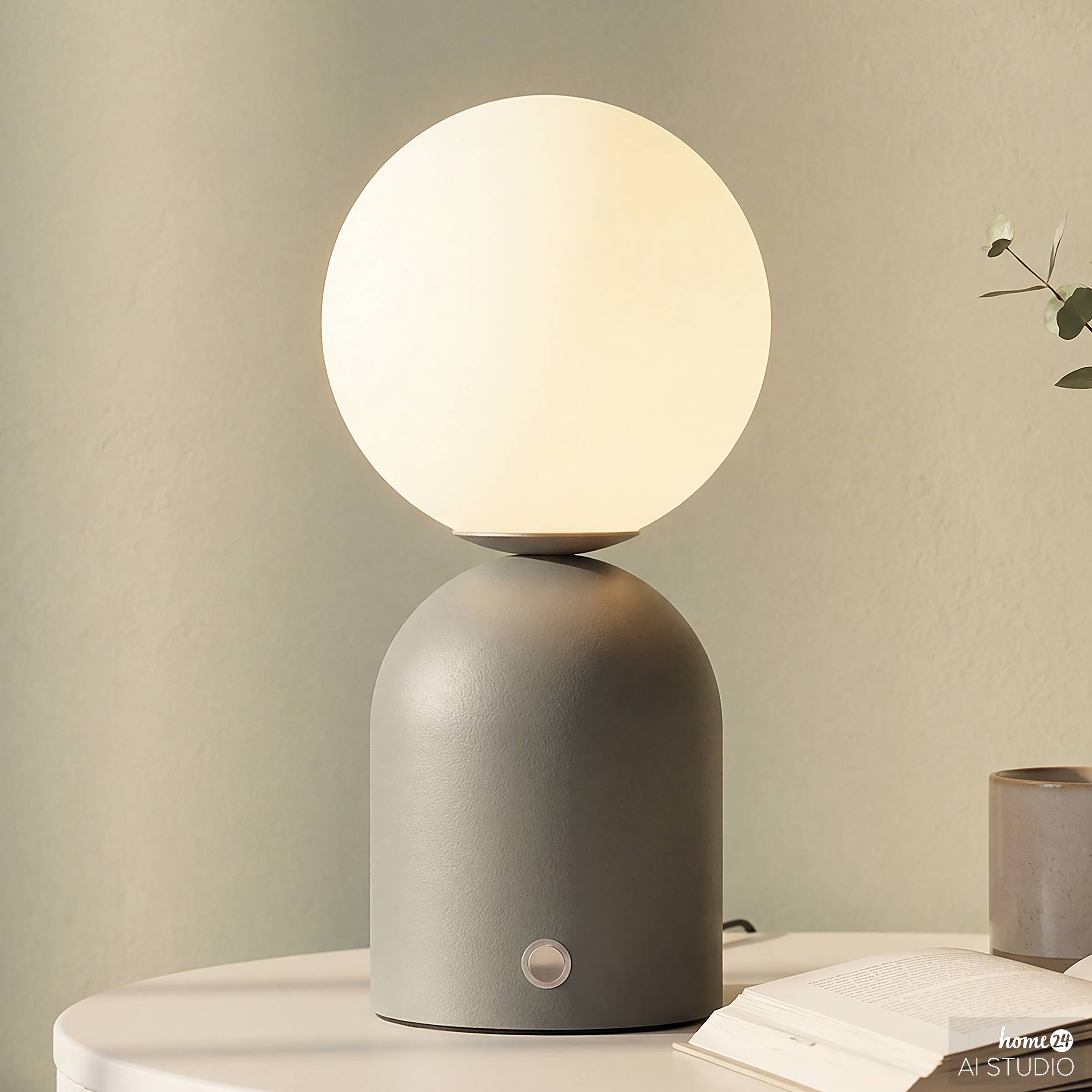 Ora Cordless Table Lamp Opal Glass Iron White Sage