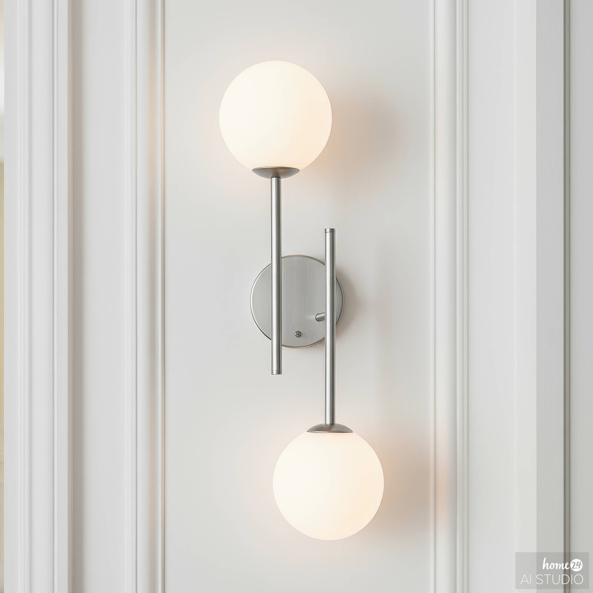 2-light Rigi battery-powered wall light 3-step dimmer white chrome