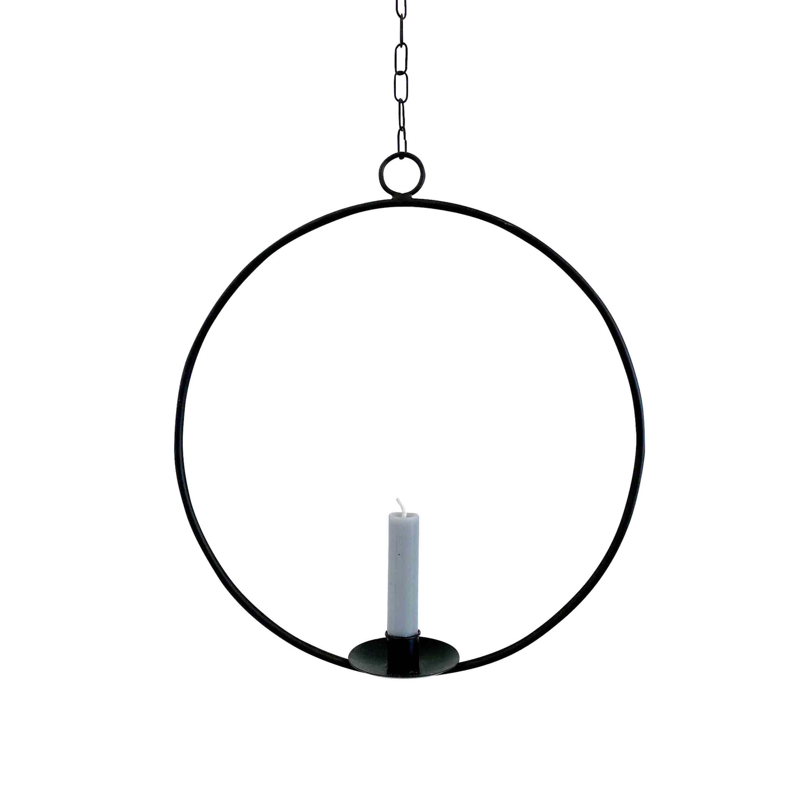 Ijus Decorative Ring with Vase/Candle Holder Black Ø 34cm
