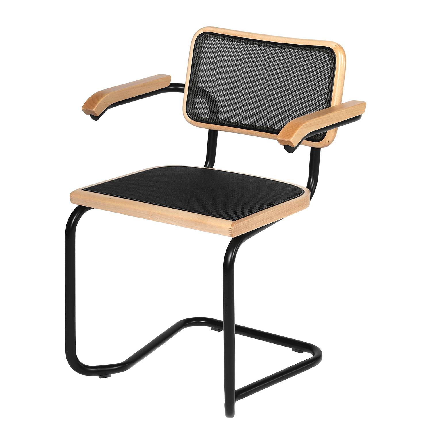Holm Armchair Set of 2 Mesh Beech Black
