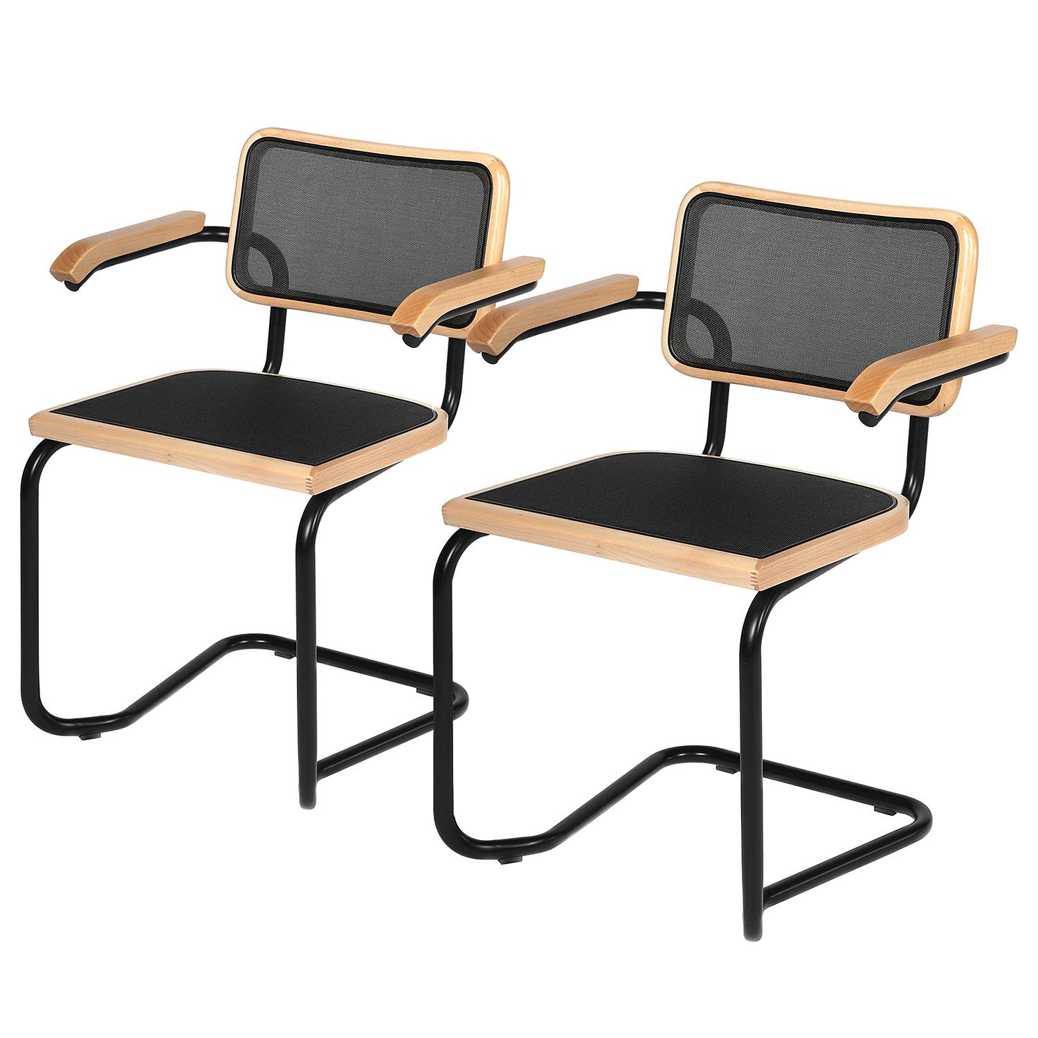 Holm Armchair Set of 2 Mesh Beech Black