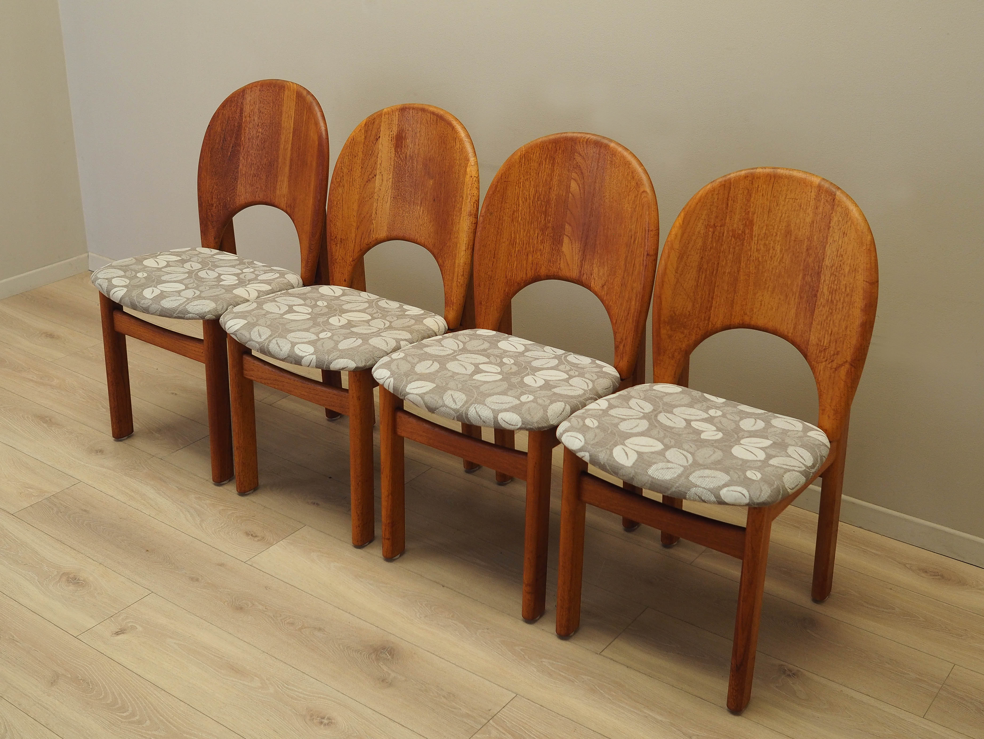 Teak wood chairs set of 4 Light brown 1960s