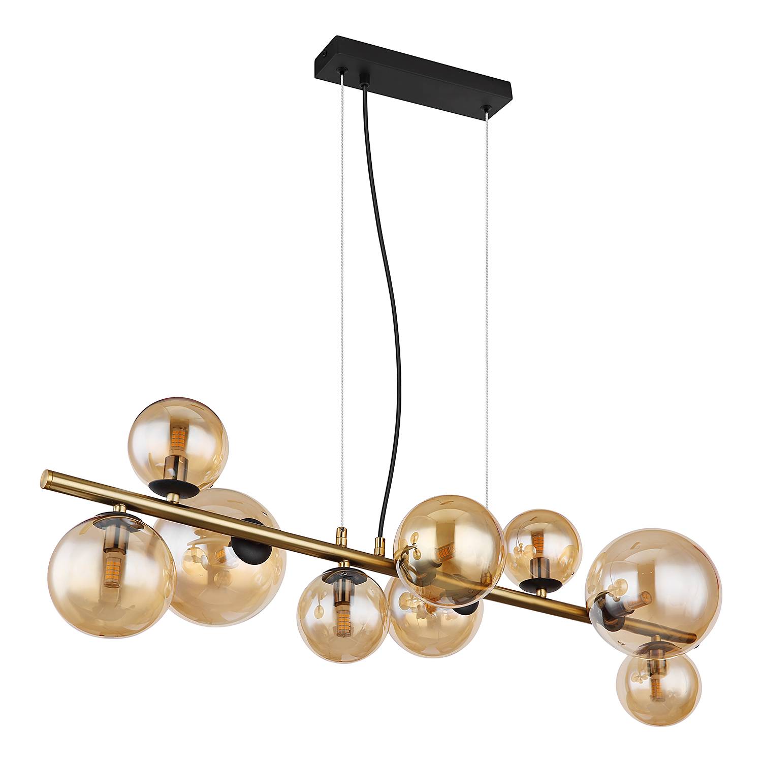Riha LED-Pendelleuchte Farbglas Eisen Gold