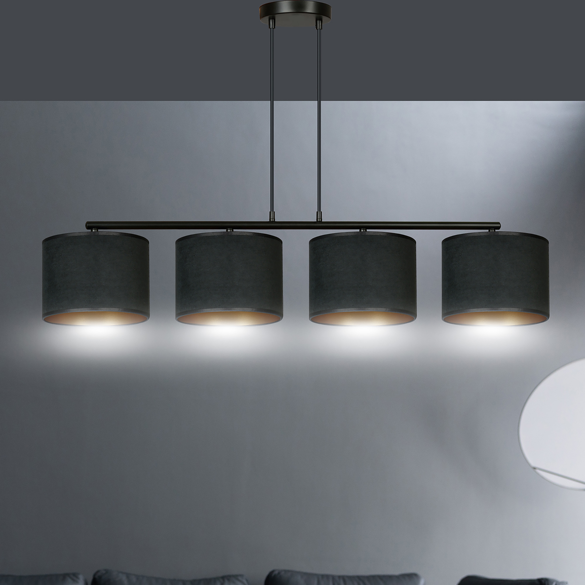 Hilde Type B Pendant Light Steel Cotton Fabric Black