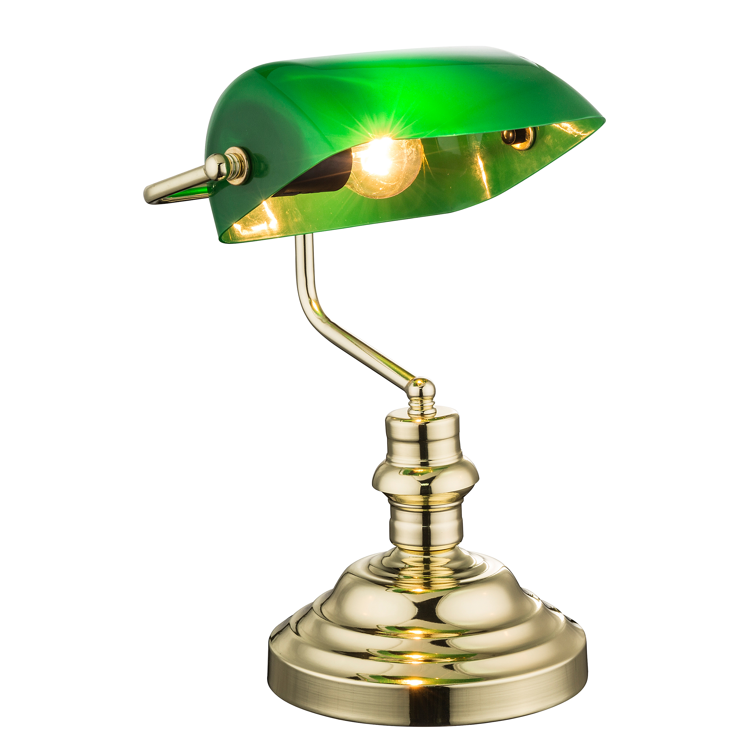 1-Flame Antique Table Lamp Acrylic Iron Green Gold