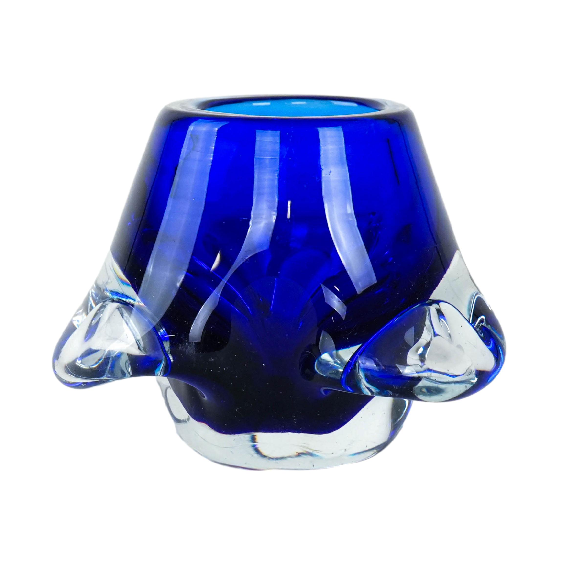 Cobalt glass candlestick Blue 1960s