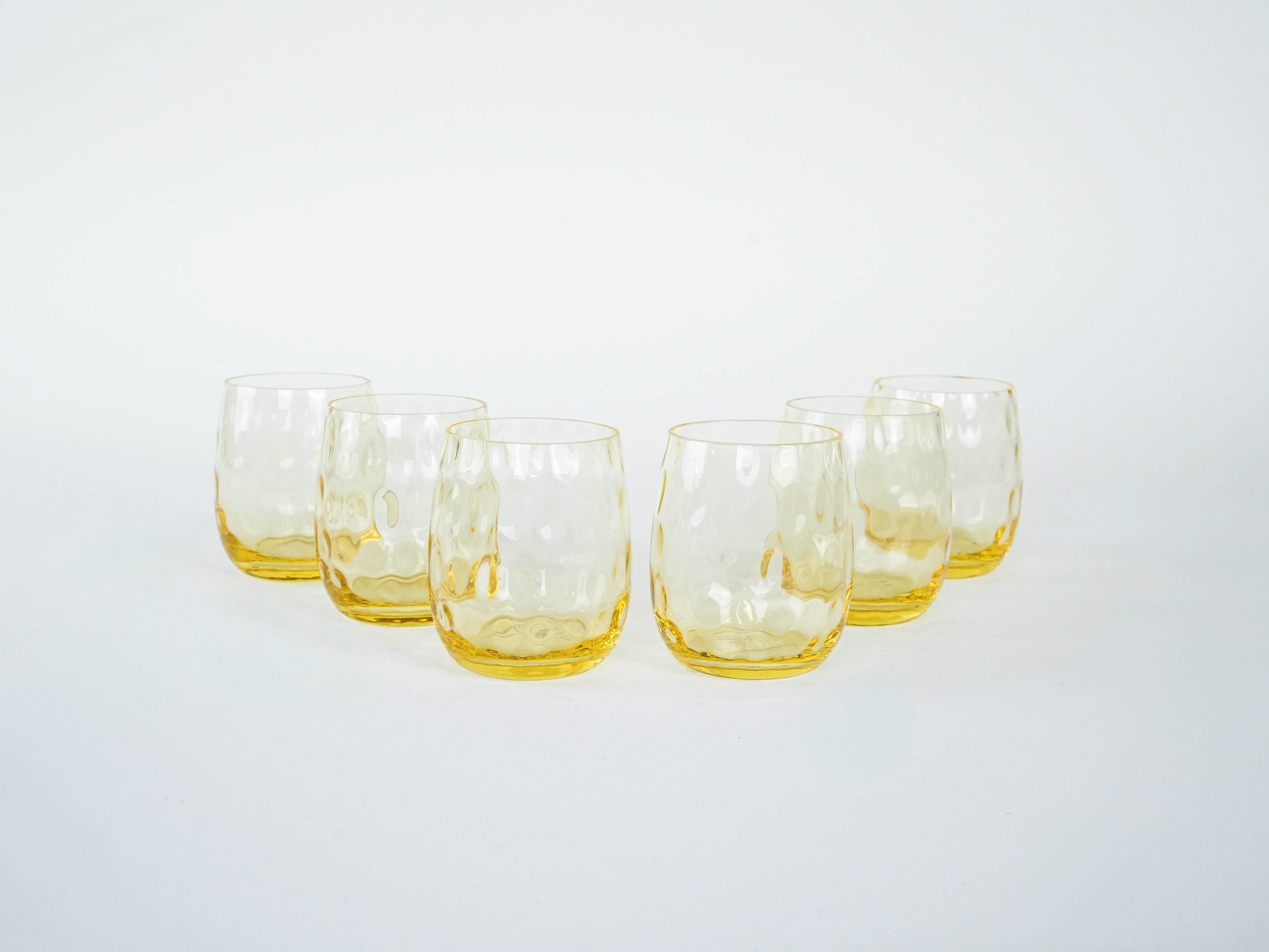 Gläser-Set 6-Teilig Gelb Transparent 1970er Jahre