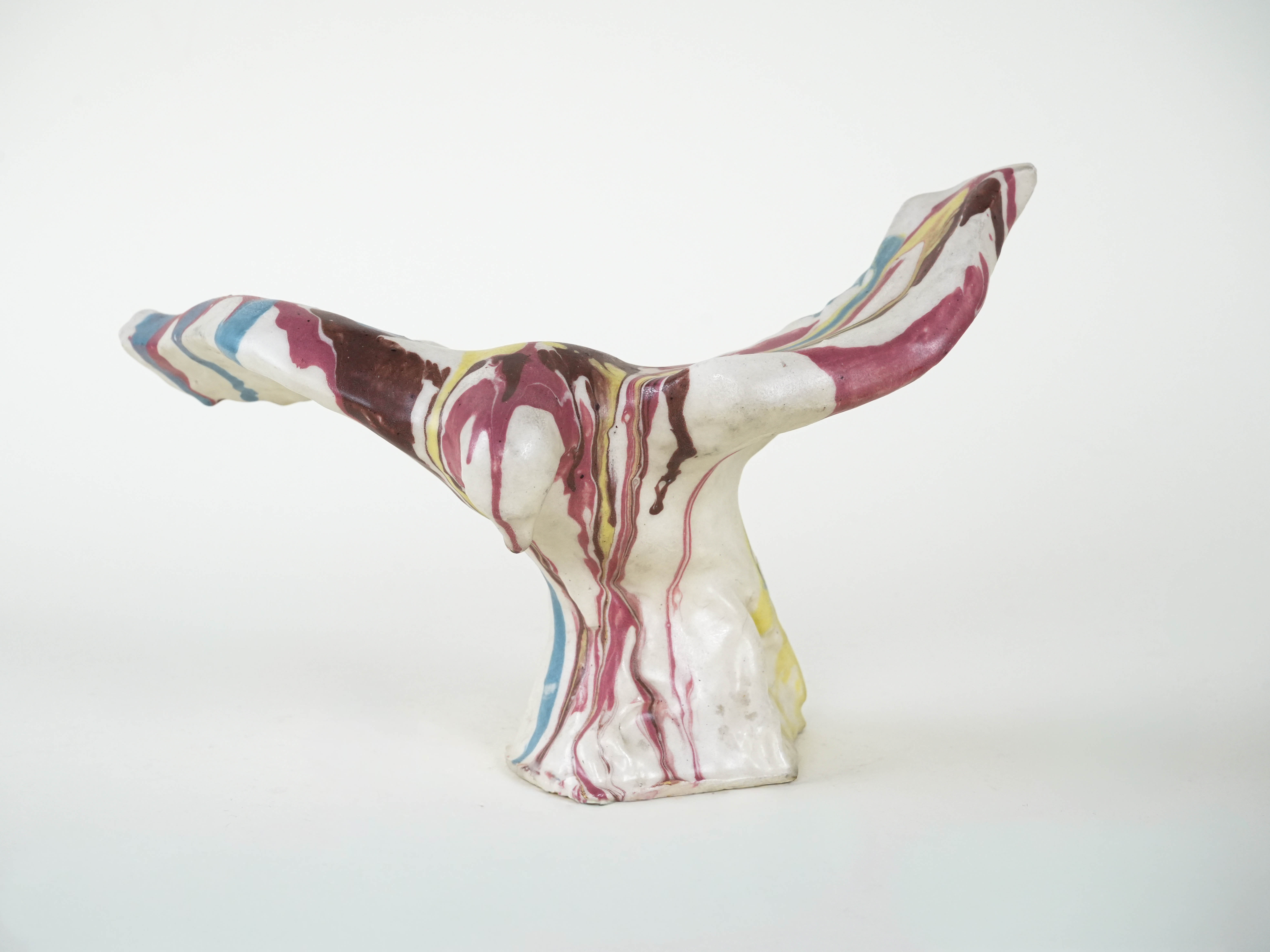 Keramikvogel-Skulptur Mehrfarbig 1970er Jahre