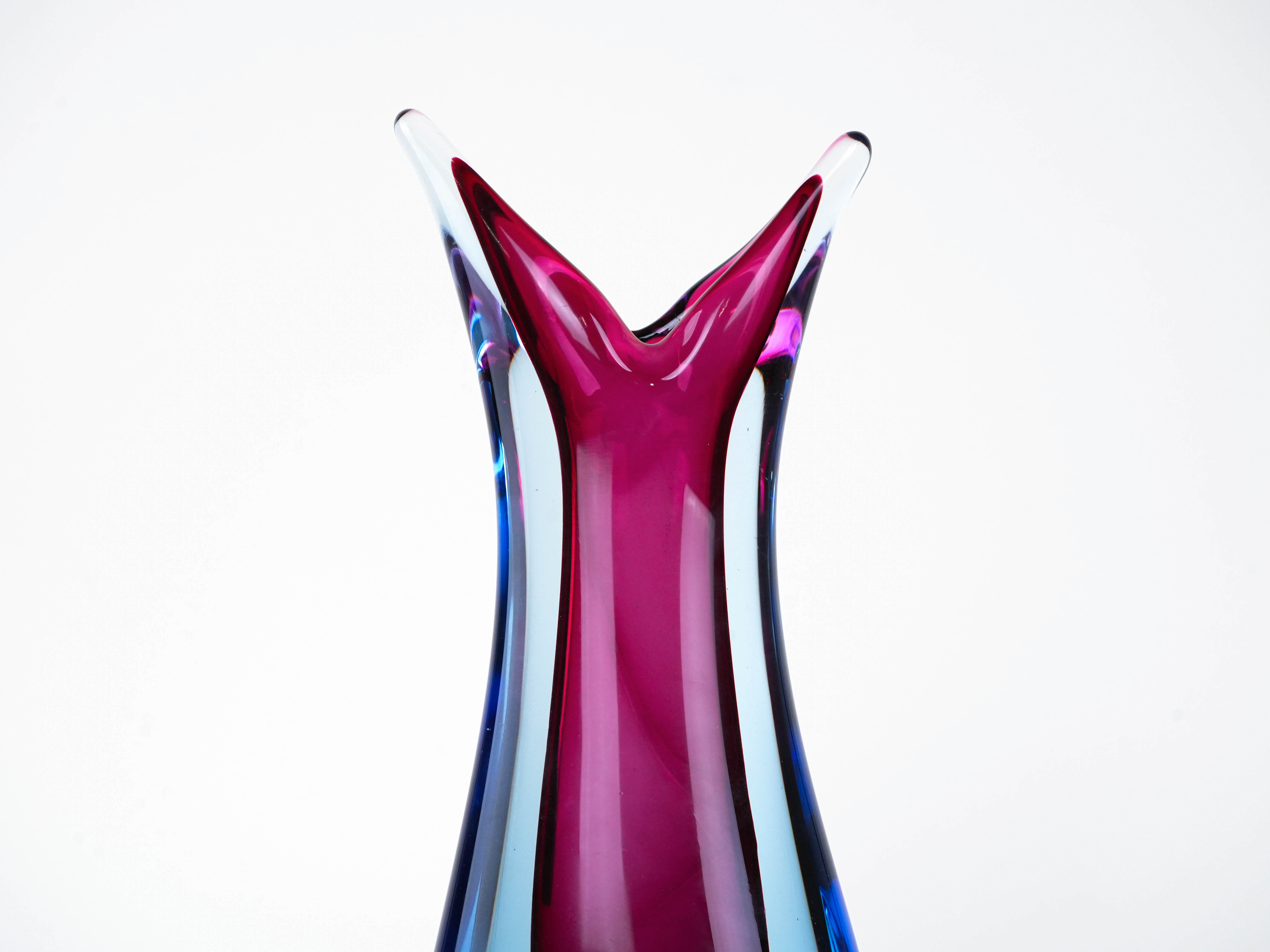 Vase Murano-Glas Blau 1960er Jahre