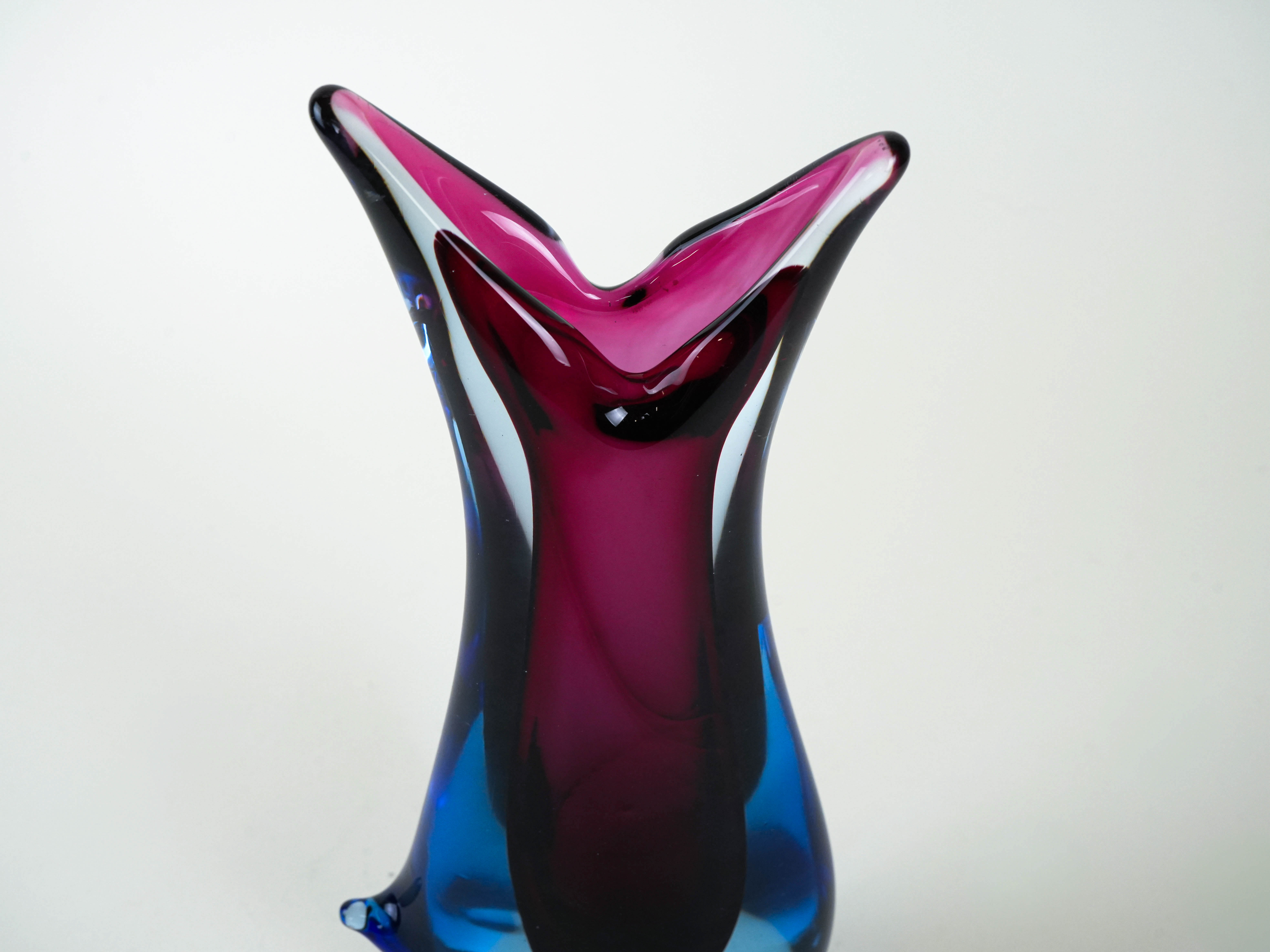 Vase Murano-Glas Blau 1960er Jahre