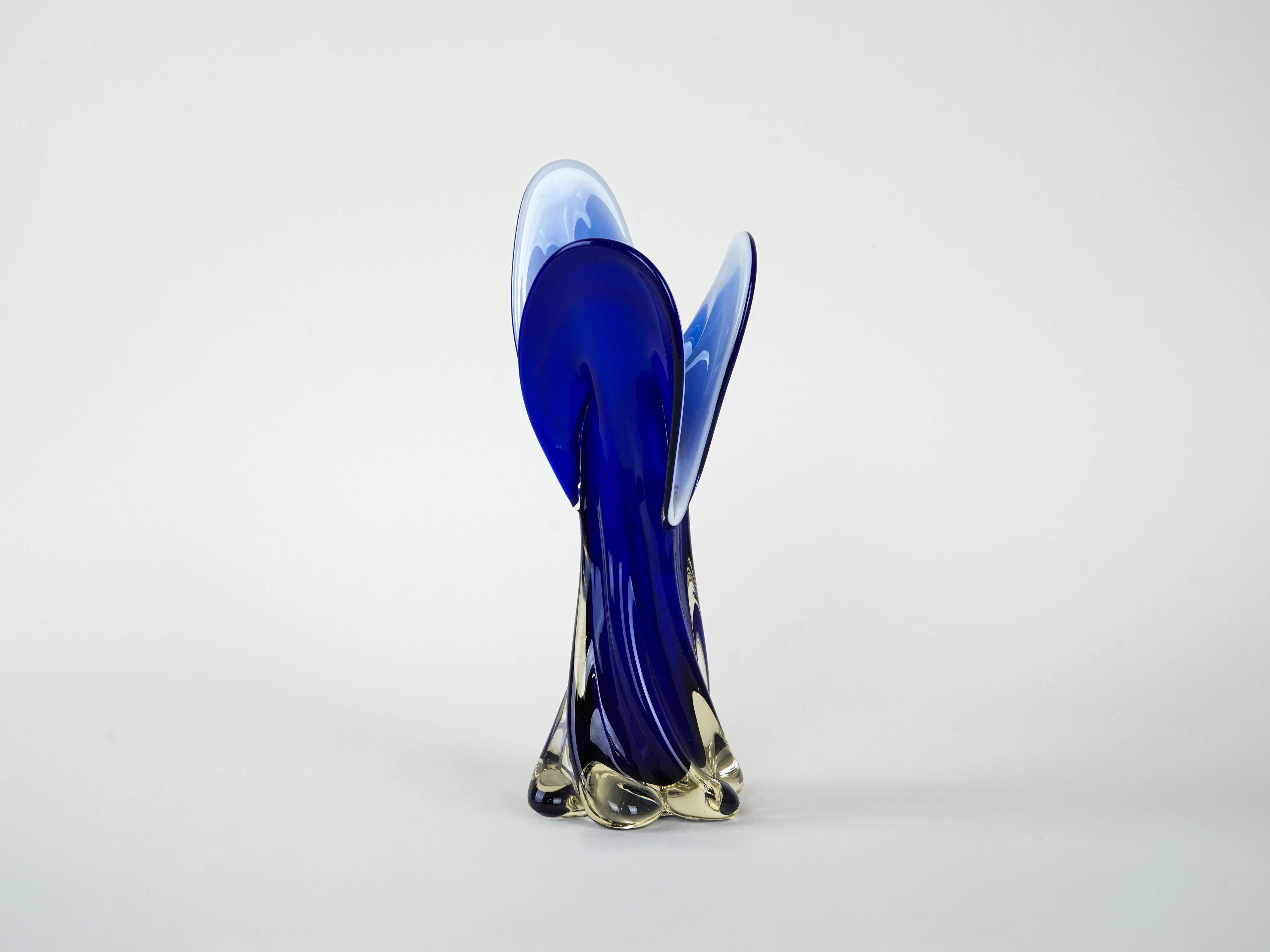Kobaltvase Muranoglas Blau 1960er Jahre
