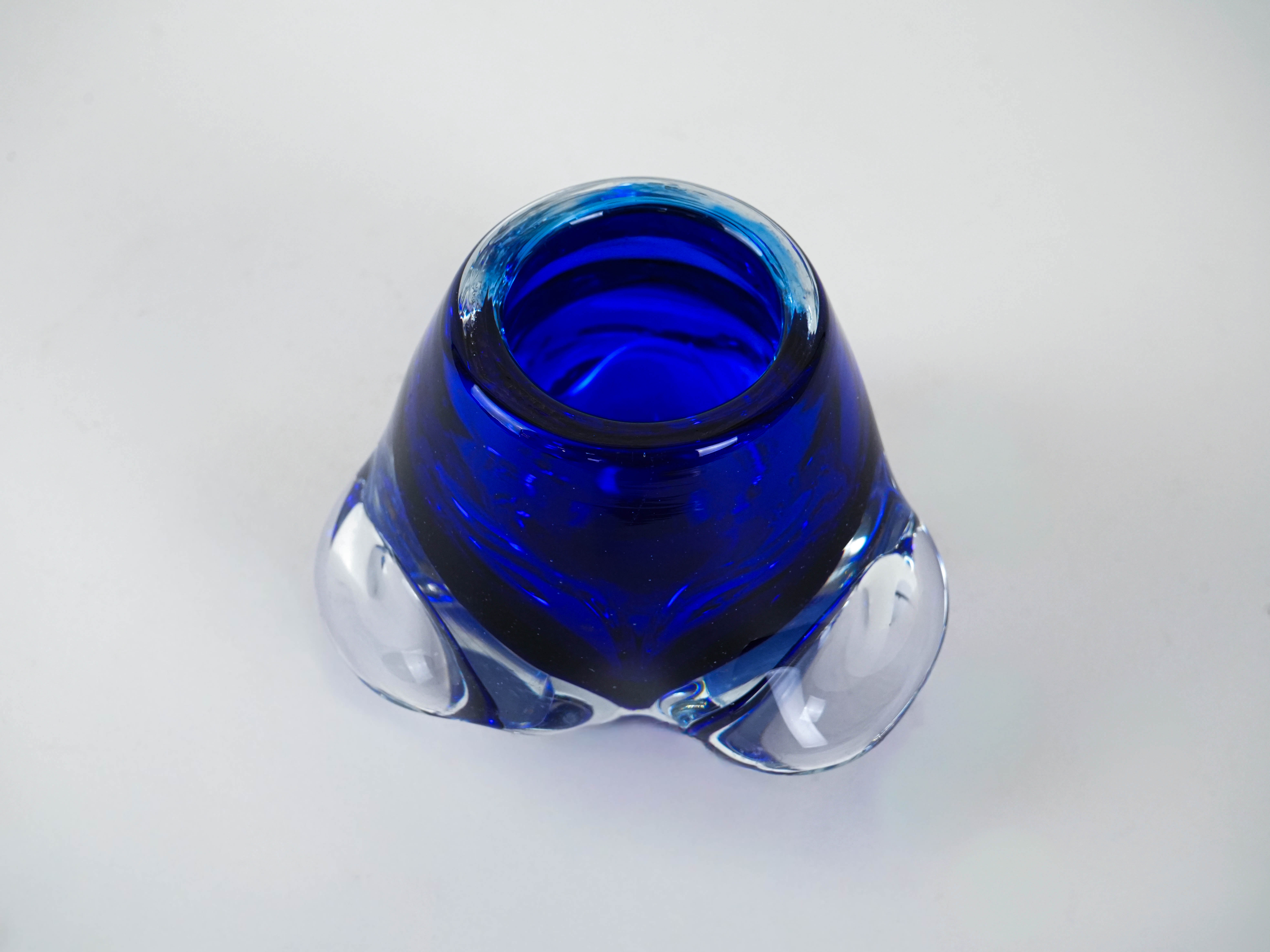 Cobalt glass candlestick Blue 1960s