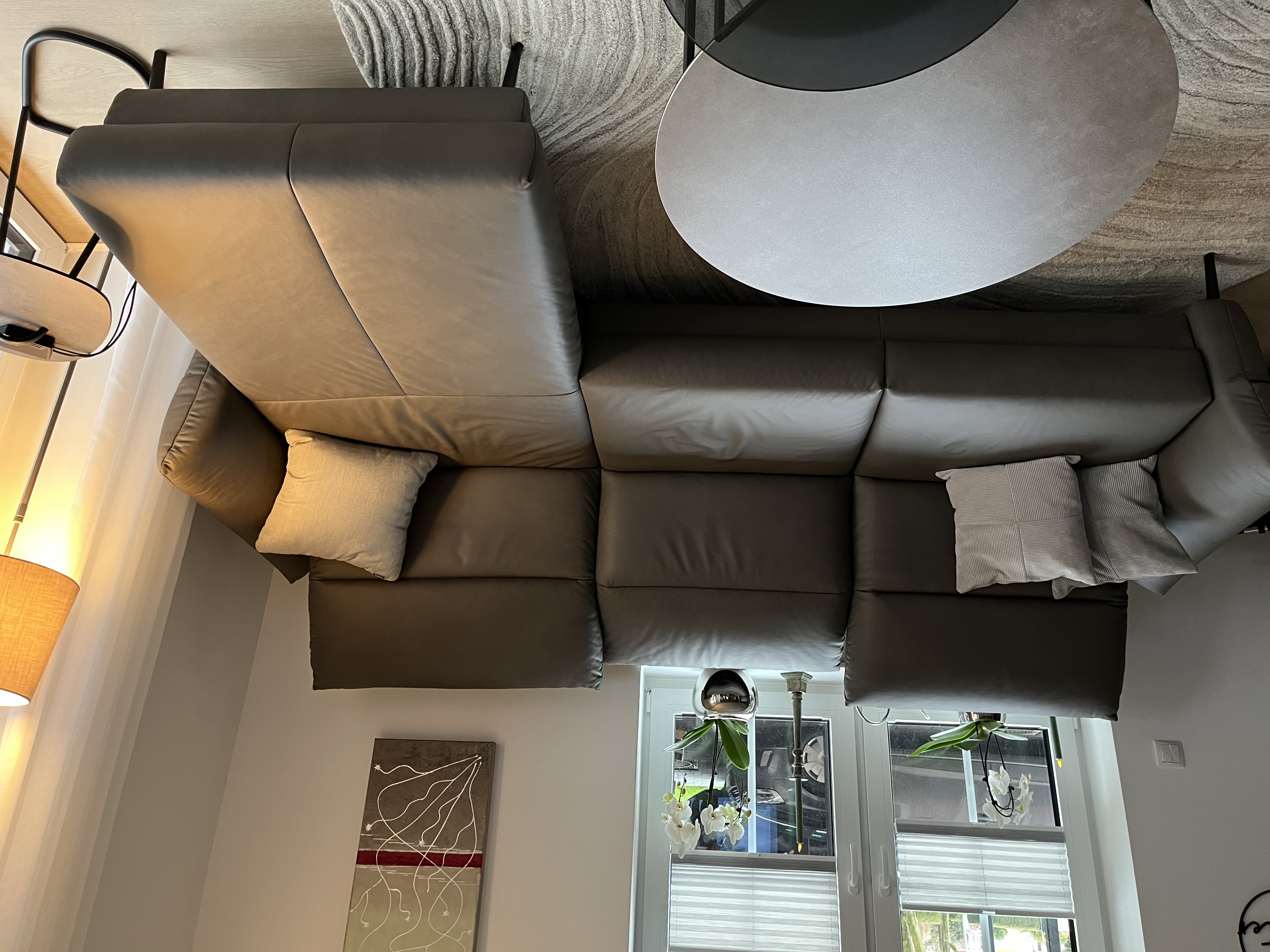 Corner sofa leather grey