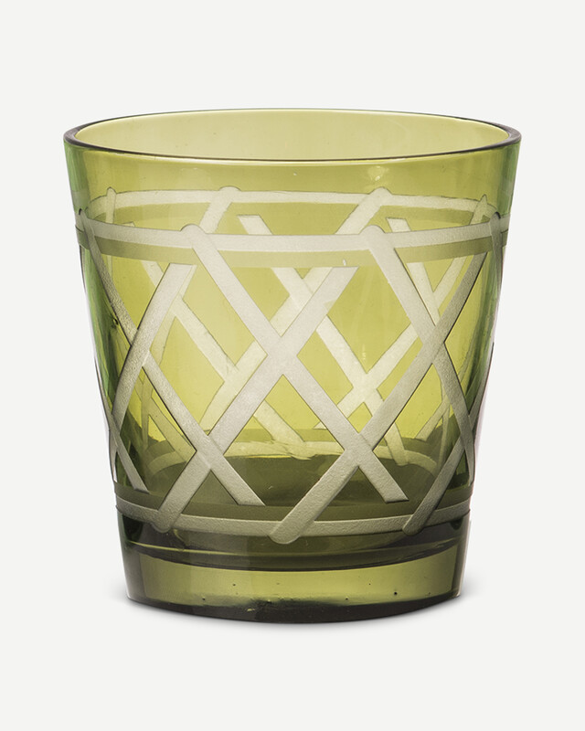 Tie Up Drinking glasses Set of 4 Glass Green