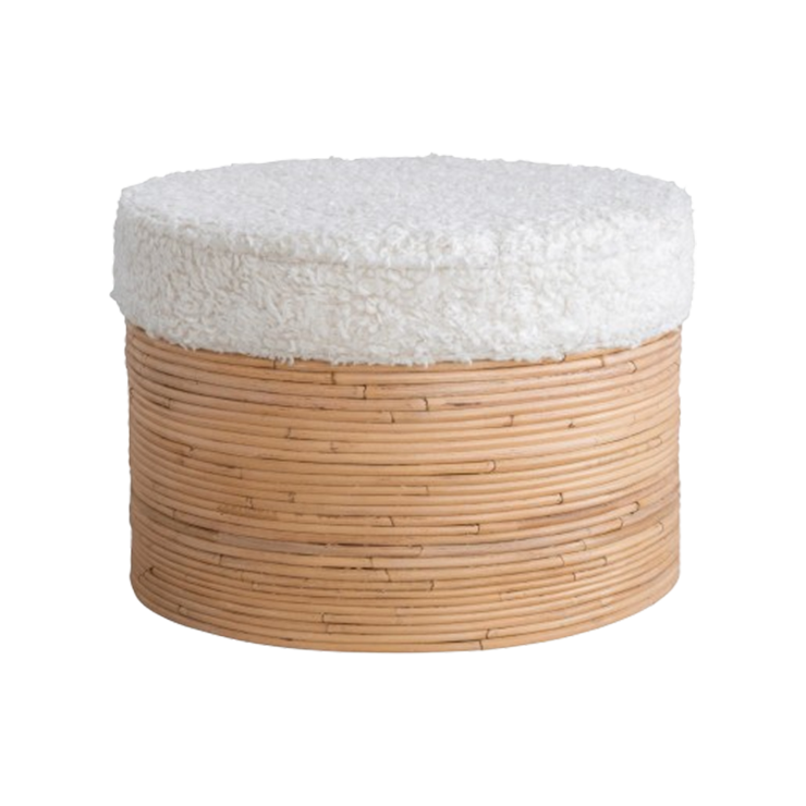 Rattan Pouf White