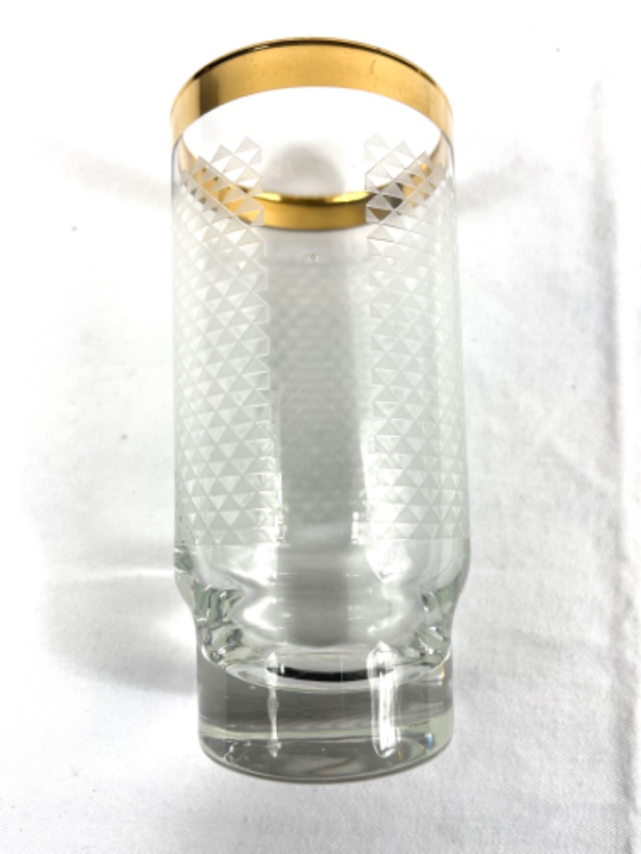 6x Long drink glasses Glass Transparent Gold