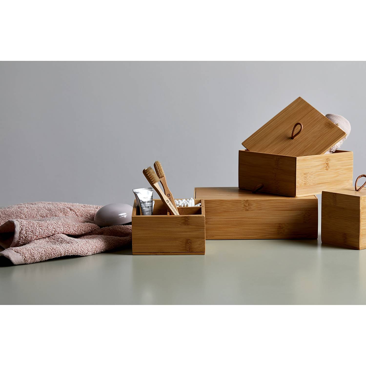 Terra I Box with lid Bamboo Brown 22 x 15 cm