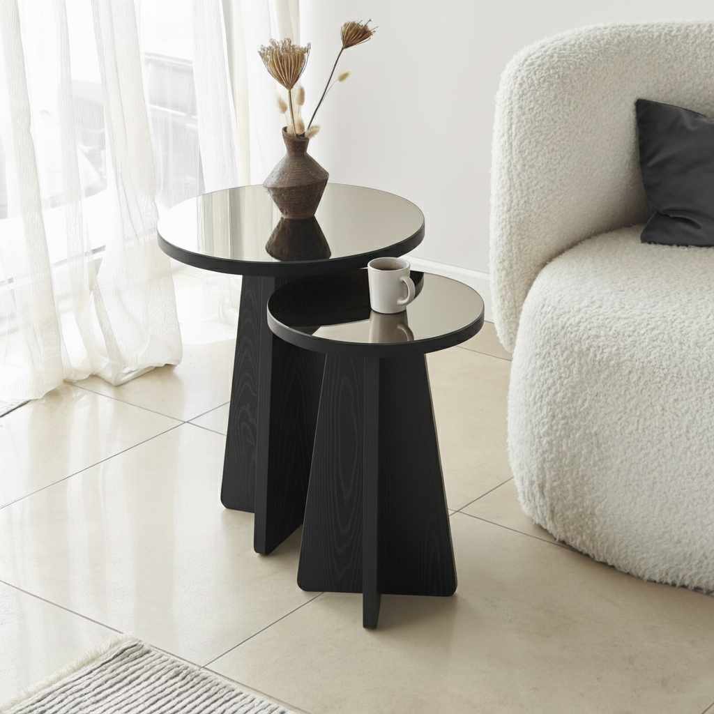 Luna Seitentisch 2er Set Schwarz
