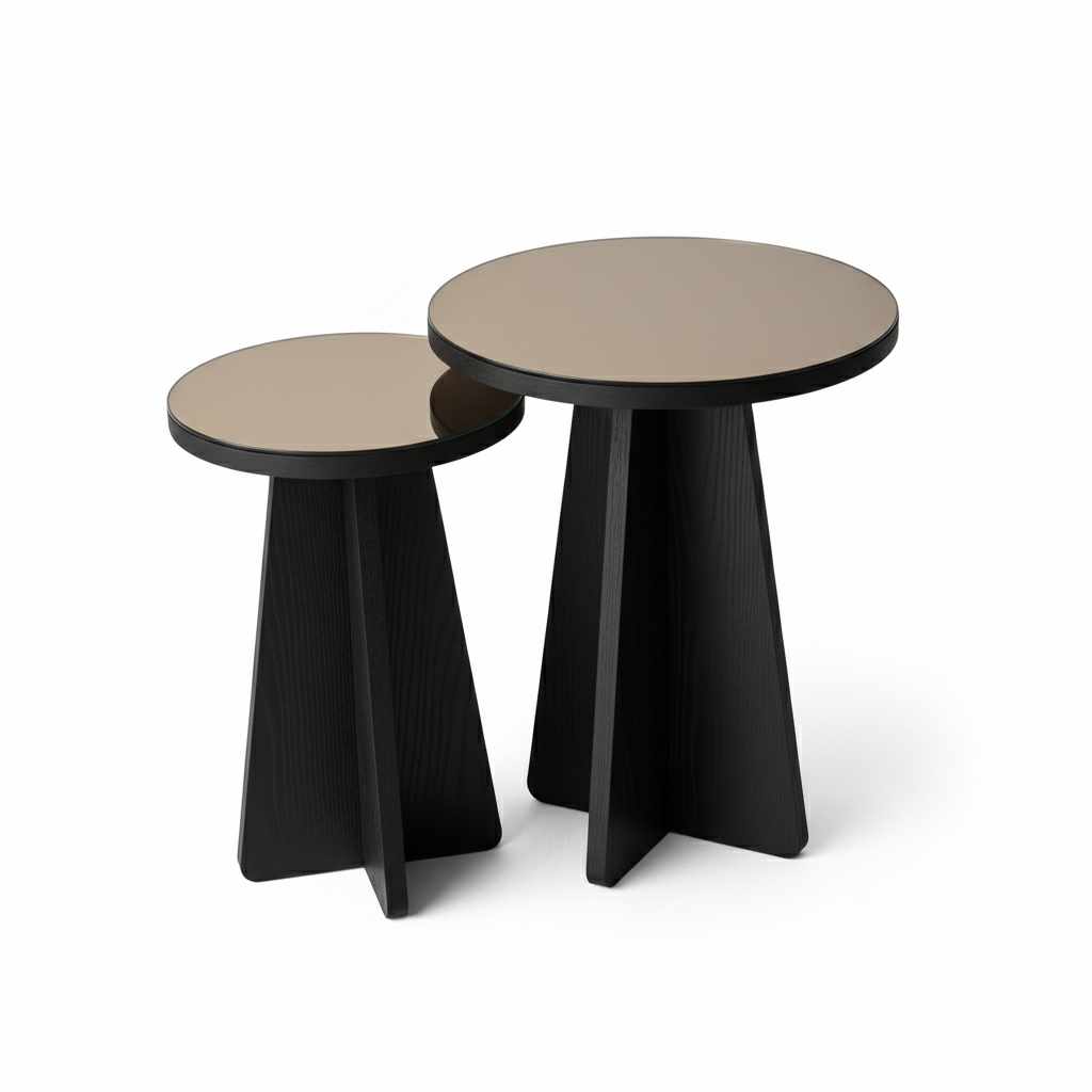 Luna Seitentisch 2er Set Schwarz