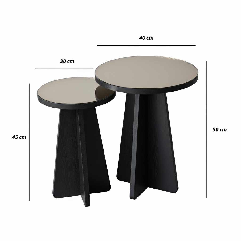 Luna Side table Set of 2 Black