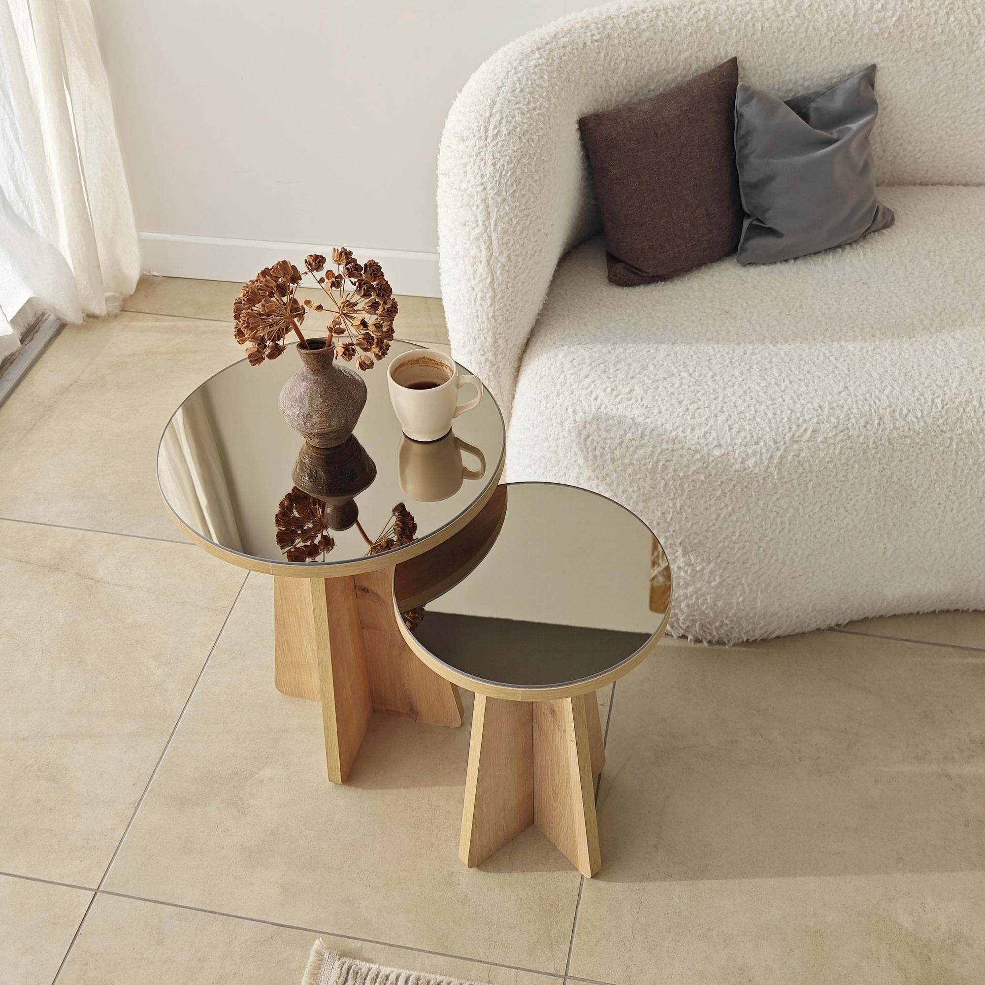 Luna 2 Side Table Set of 2 Sapphire Oak