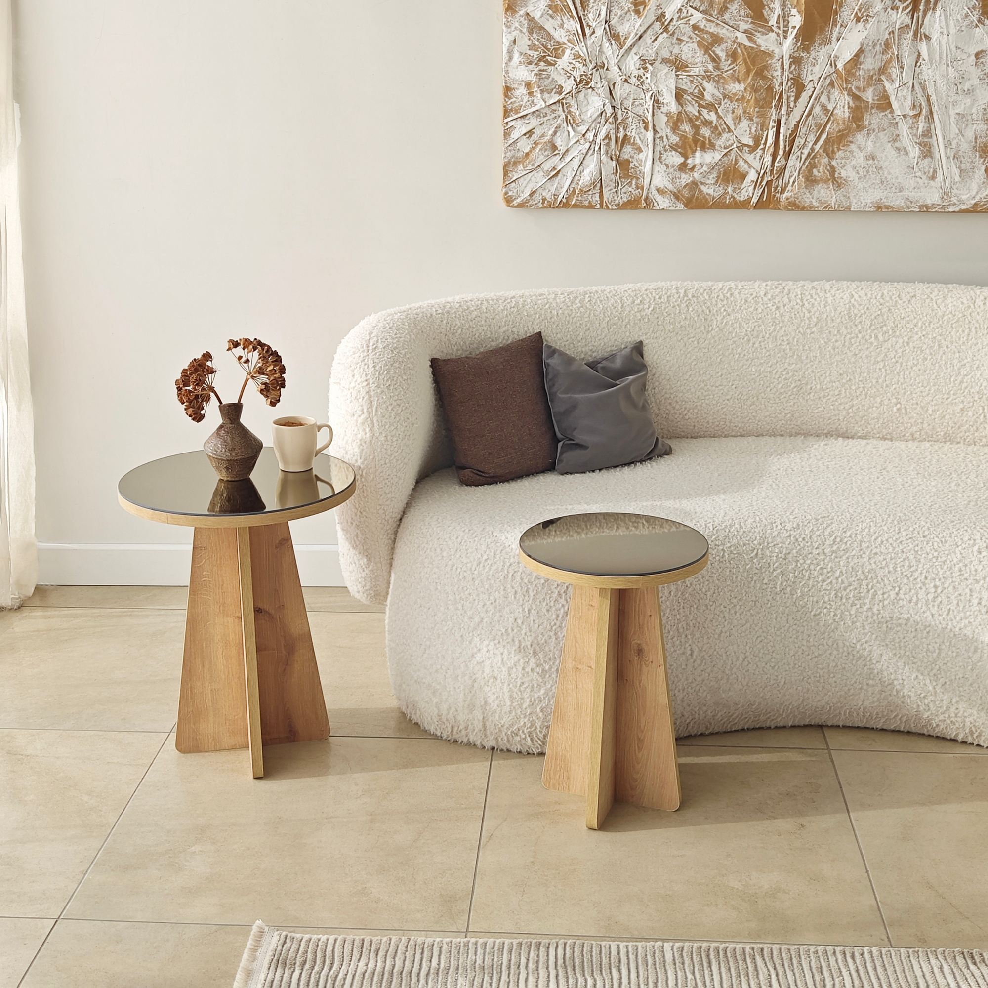 Luna 2 Side Table Set of 2 Sapphire Oak
