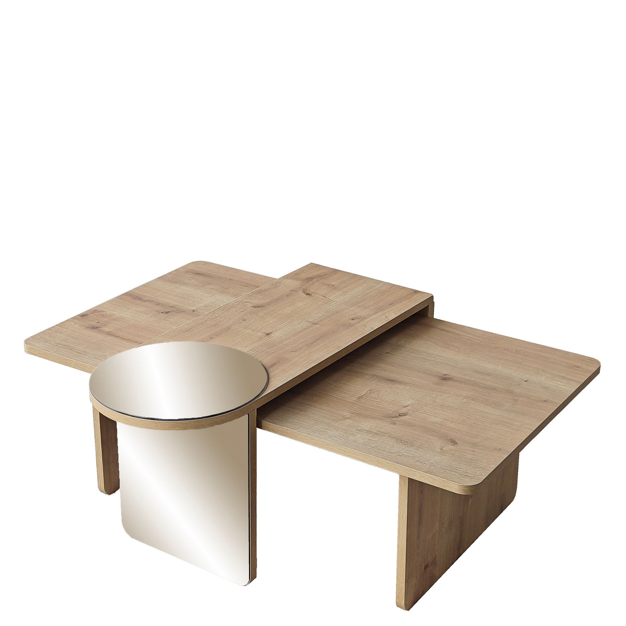 Set di 2 tavolini Luna 2 effetto Rovere Zaffiro