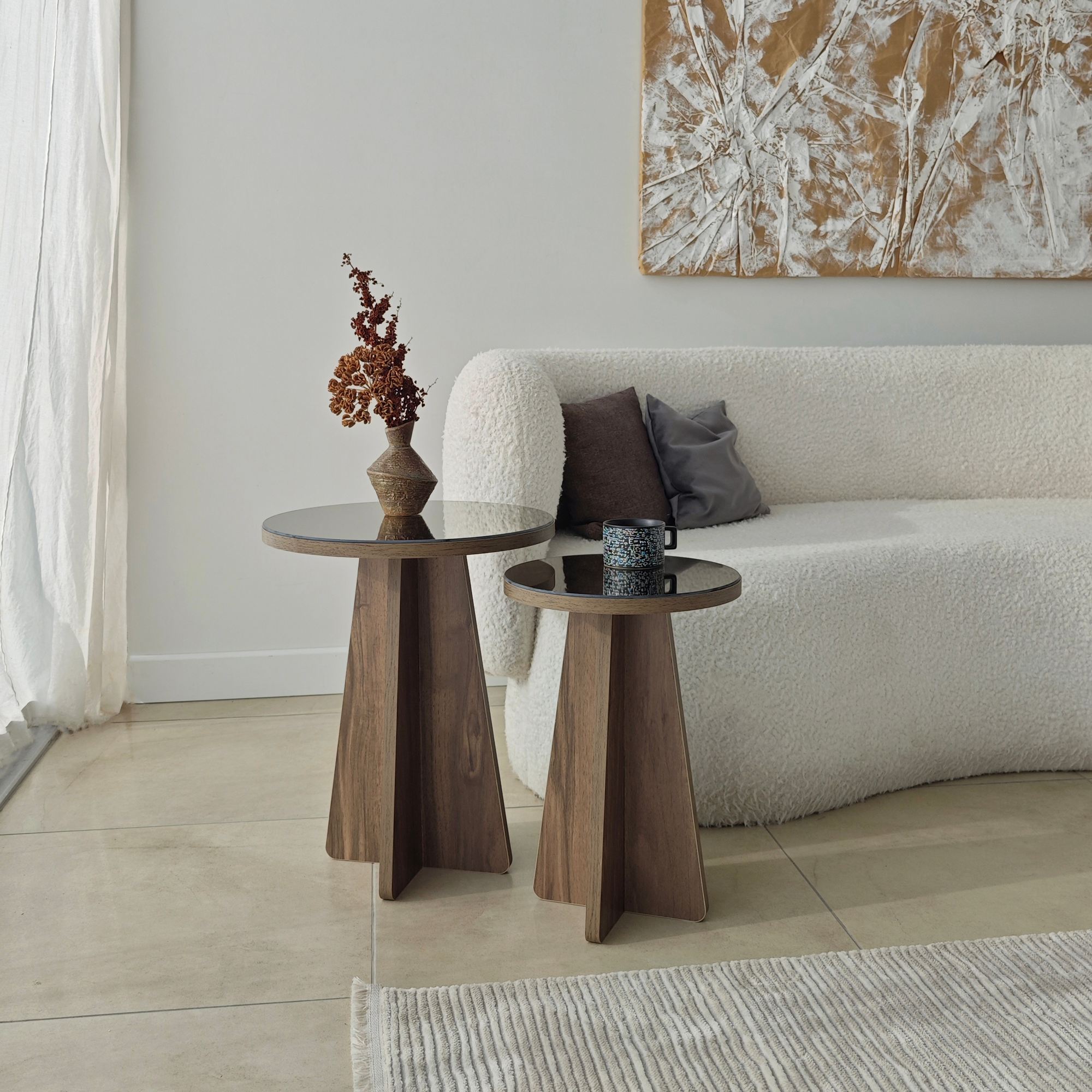Luna 2 Side table Set of 2 Walnut
